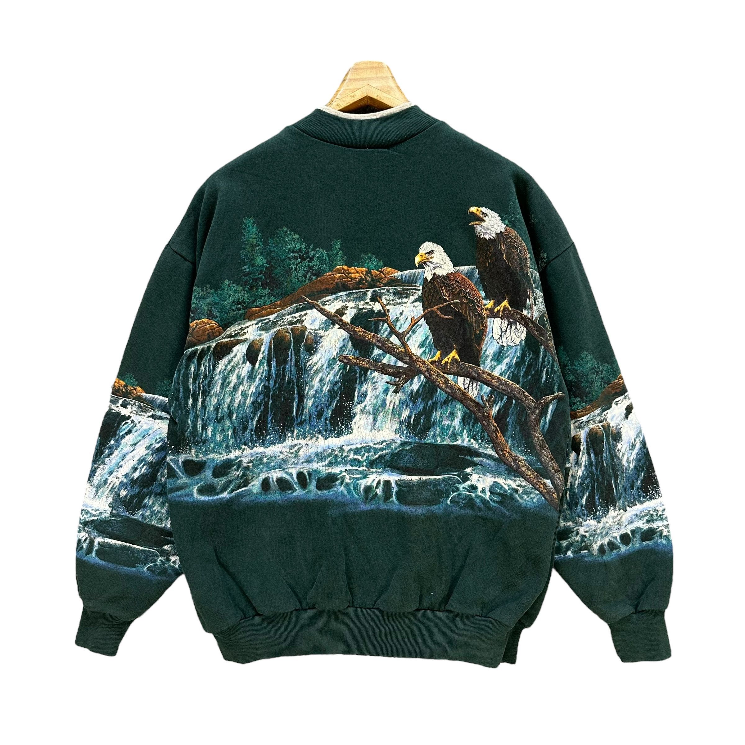 Vintage ART UNLIMITED IRWIN Eagle Nature Overprint Sweater #A3-0064 Size US L / EU 52-54 / 3 - 10 Thumbnail