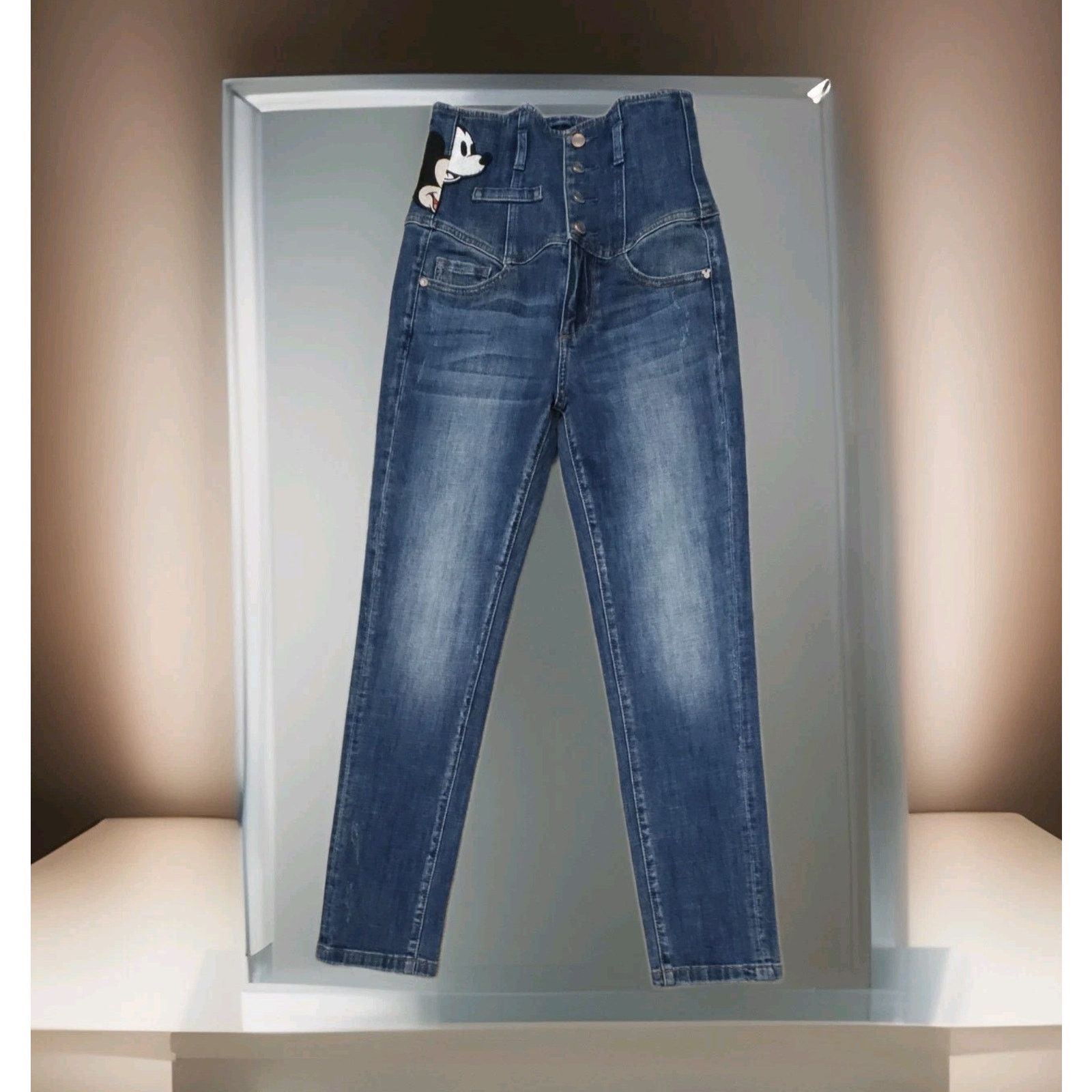 Miss Sixty Y2K Disney Mickey Mouse Logo Embroidered Denim