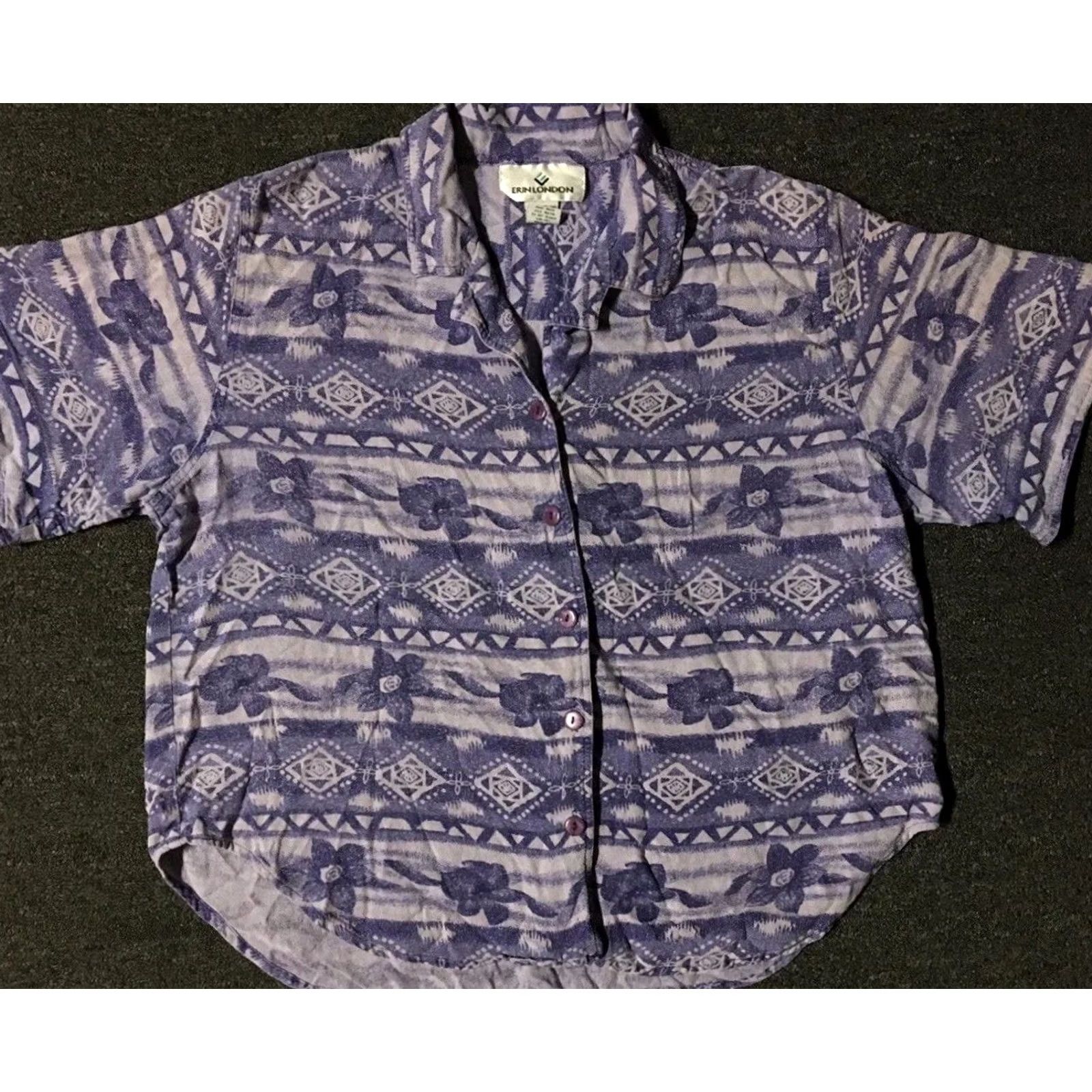 Vintage VINTAGE All Over Print Shirt XL Purple Abstract 90s Boxy Silk Button-Up Women Modern Surf Skate Grunge Vaporwave Decade 90s Size XL / US 12-14 / IT 48-50 - 2 Thumbnail