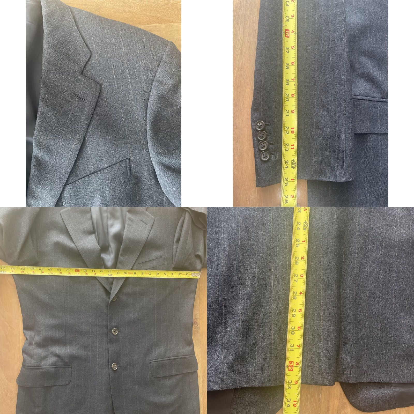 Ermenegildo Zegna VINTAGE Ermenegildo Zegna Gray Four Ply Wool Pinstripe Sport Coat Jacket Mens 44L Blazer Size 44R - 8 Thumbnail