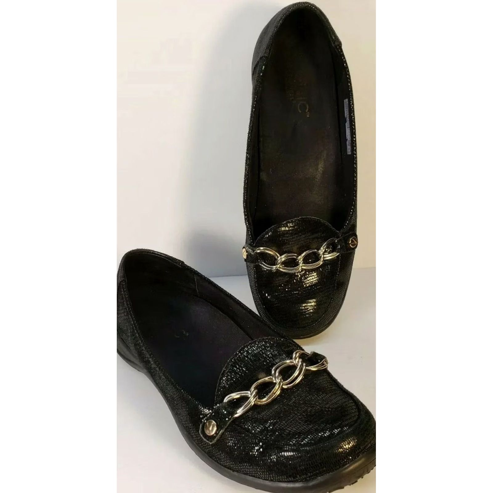 Vionic Vionic Alda Loafer Women's Black Leather Chain Ornament Size 6.5M Size US 7 / IT 37 - 2 Thumbnail