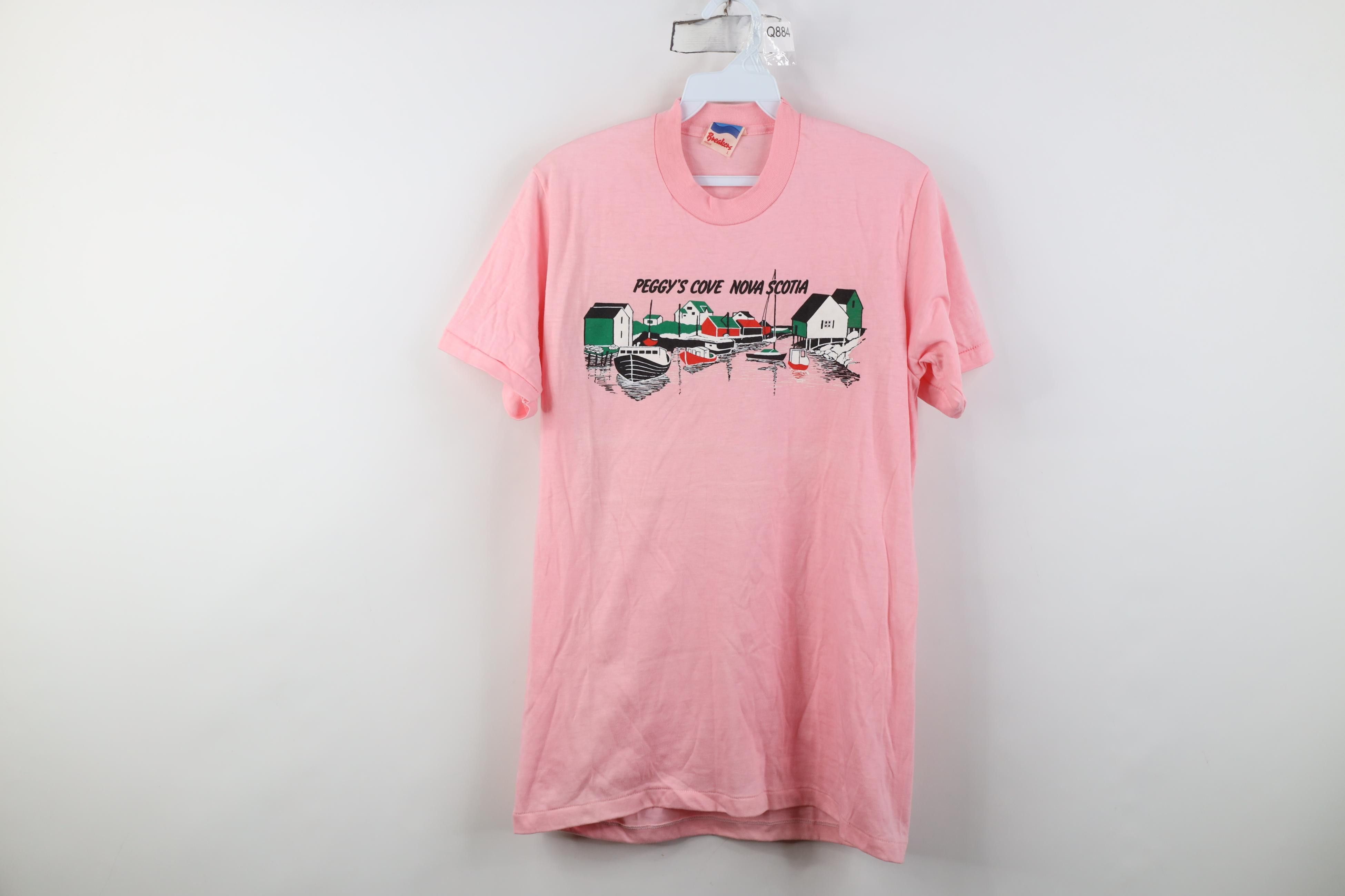 Vintage Vintage 80s 90s Peggys Cove Nova Scotia Canada T-Shirt Pink Size L / US 10 / IT 46 - 1 Thumbnail