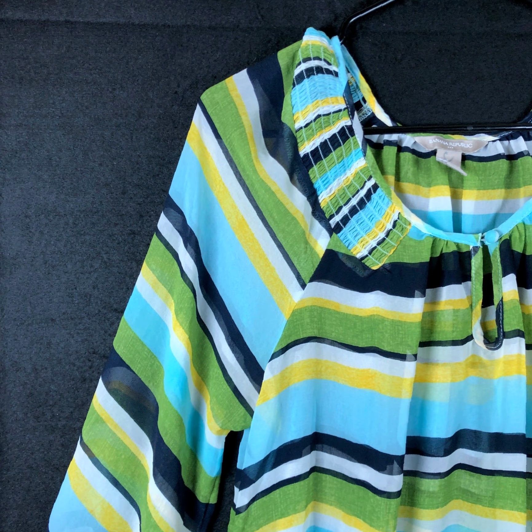 Banana Republic Banana Republic Womens Blouse Multicolored Striped Long Sleeve Sheer Large Size L / US 10 / IT 46 - 4 Thumbnail