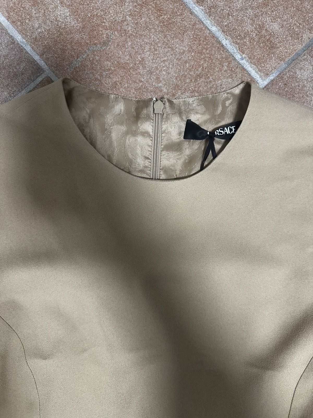 Versace Versace Beige Medusa ‘95 Mini Dress Size L / US 10 / IT 46 - 4 Thumbnail