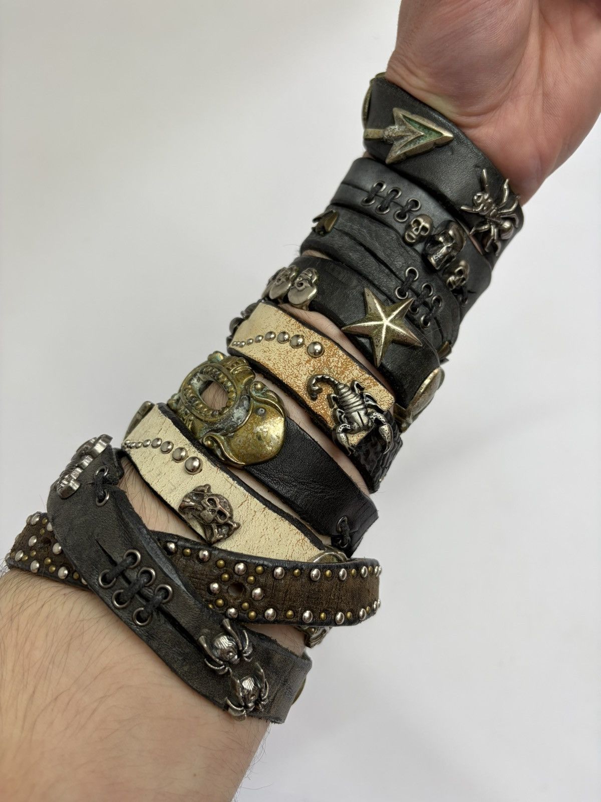 If Six Was Nine Vintage Studded Leather Tribal Belt Y2K Punk Grunge Rockstar Size 34 - 13 Thumbnail