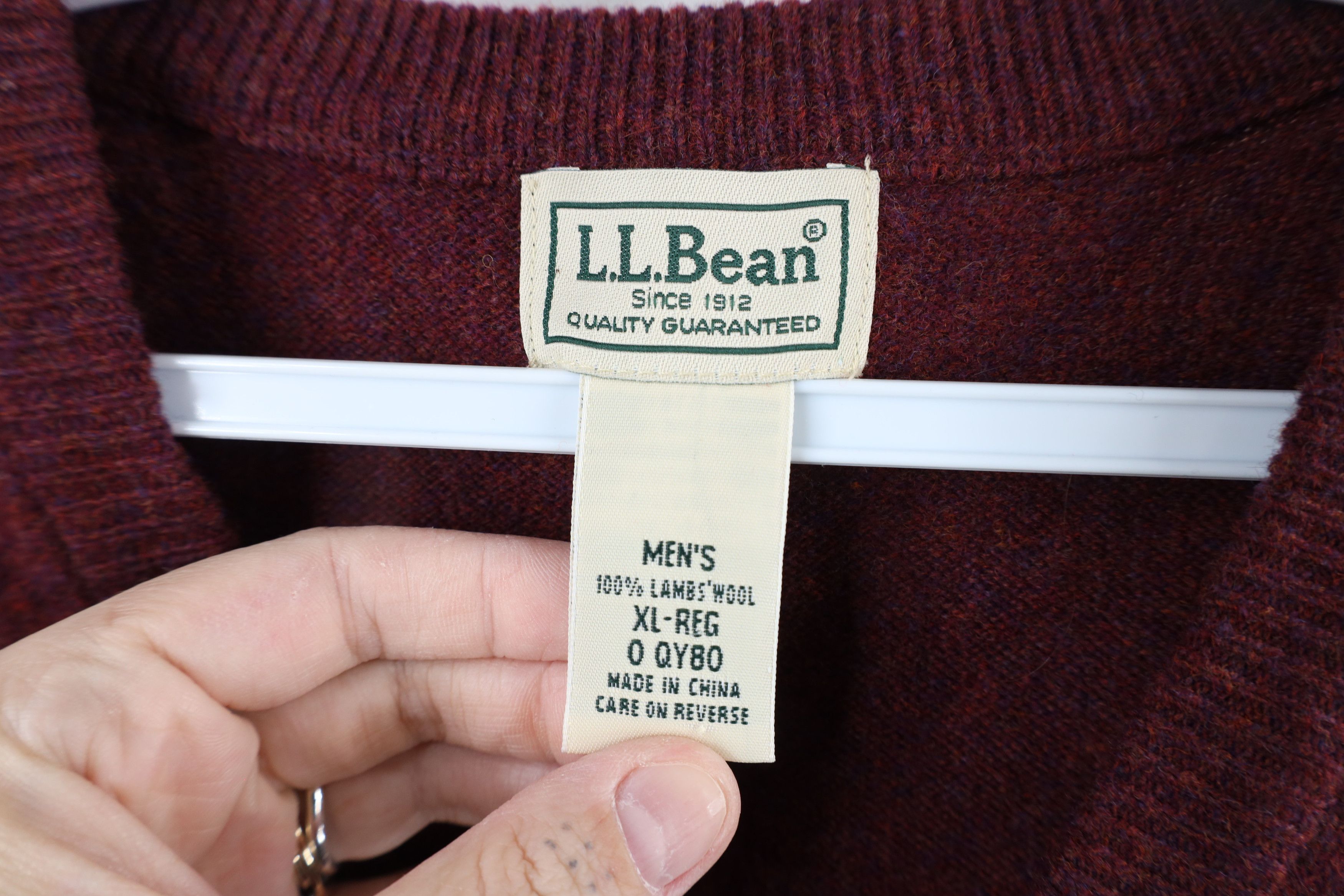L.L. Bean × Vintage Vintage 90s LL Bean Knit V-Neck Sweater Vest Heather Red Size US XL / EU 56 / 4 - 4 Thumbnail