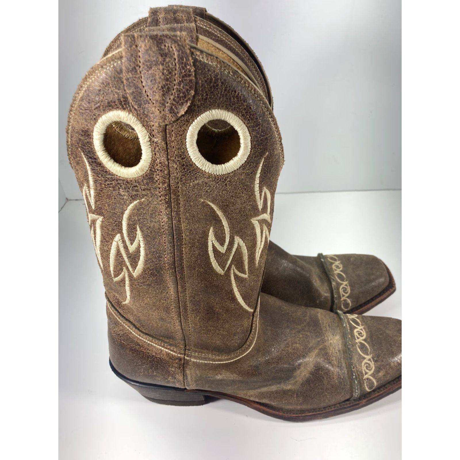 Justin Boots Justin Bent Rail Boots Women Size Brown Suede Leather Square Toe BRL628 Western Boots Cowgirl USA Mens Womens Girls Boys Size US 9 / IT 39 - 7 Thumbnail