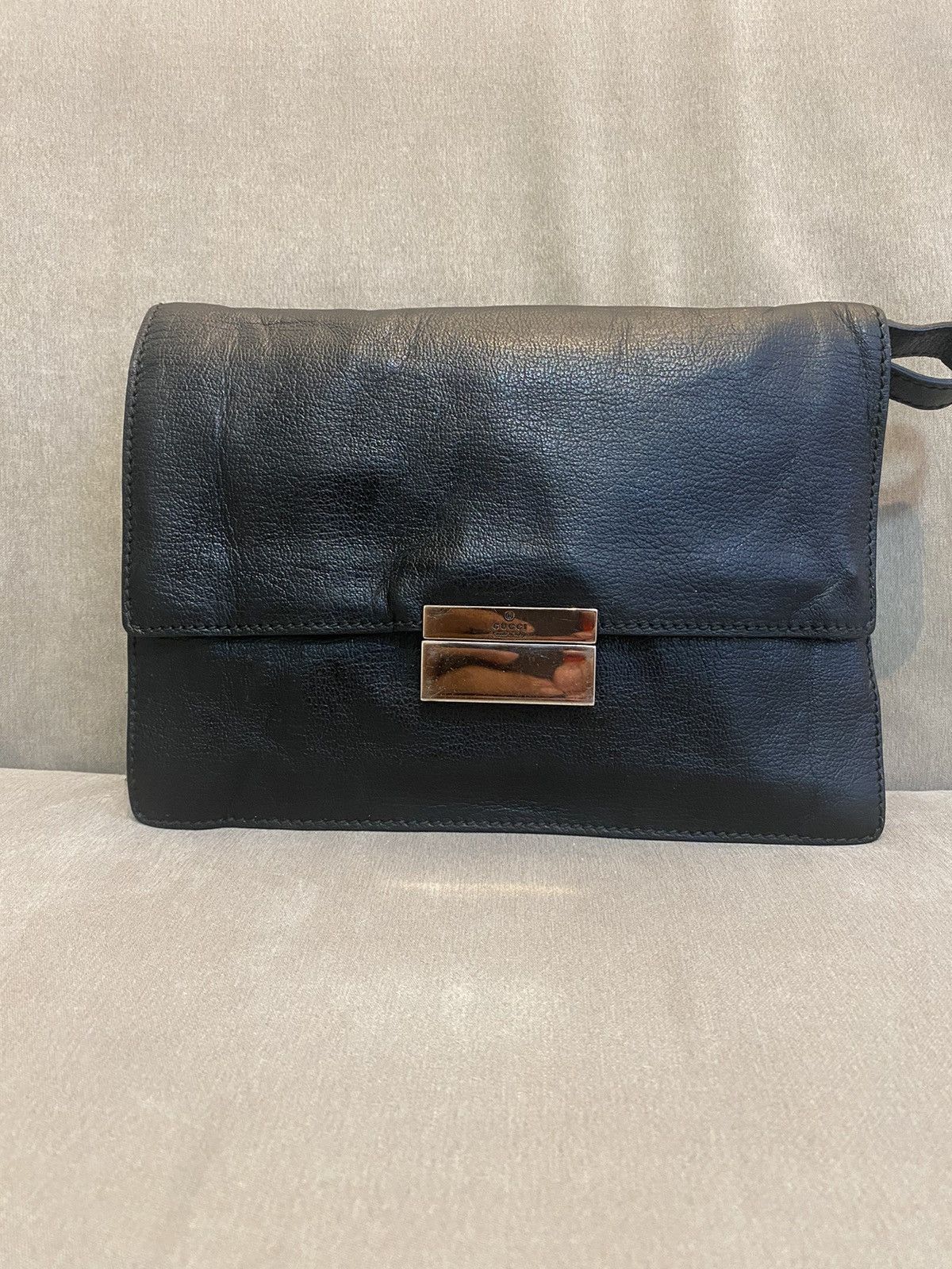 Gucci Gucci Leather Clutch Bag Black Made Italy Size ONE SIZE - 1 Thumbnail
