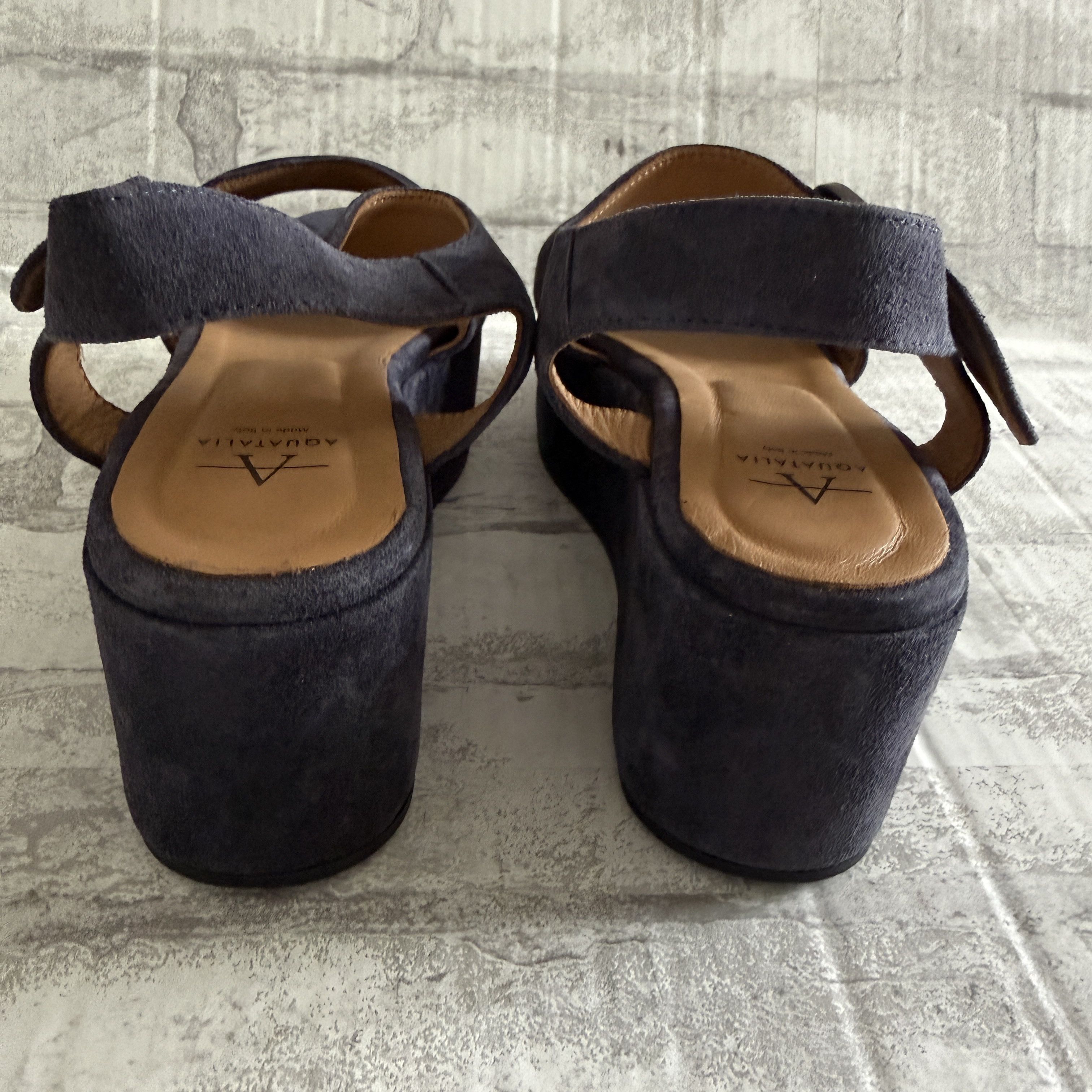 Aquatalia Aquatalia Dinah Navy Suede Water Repellent Platform Wedge Size US 7.5 / IT 37.5 - 3 Thumbnail
