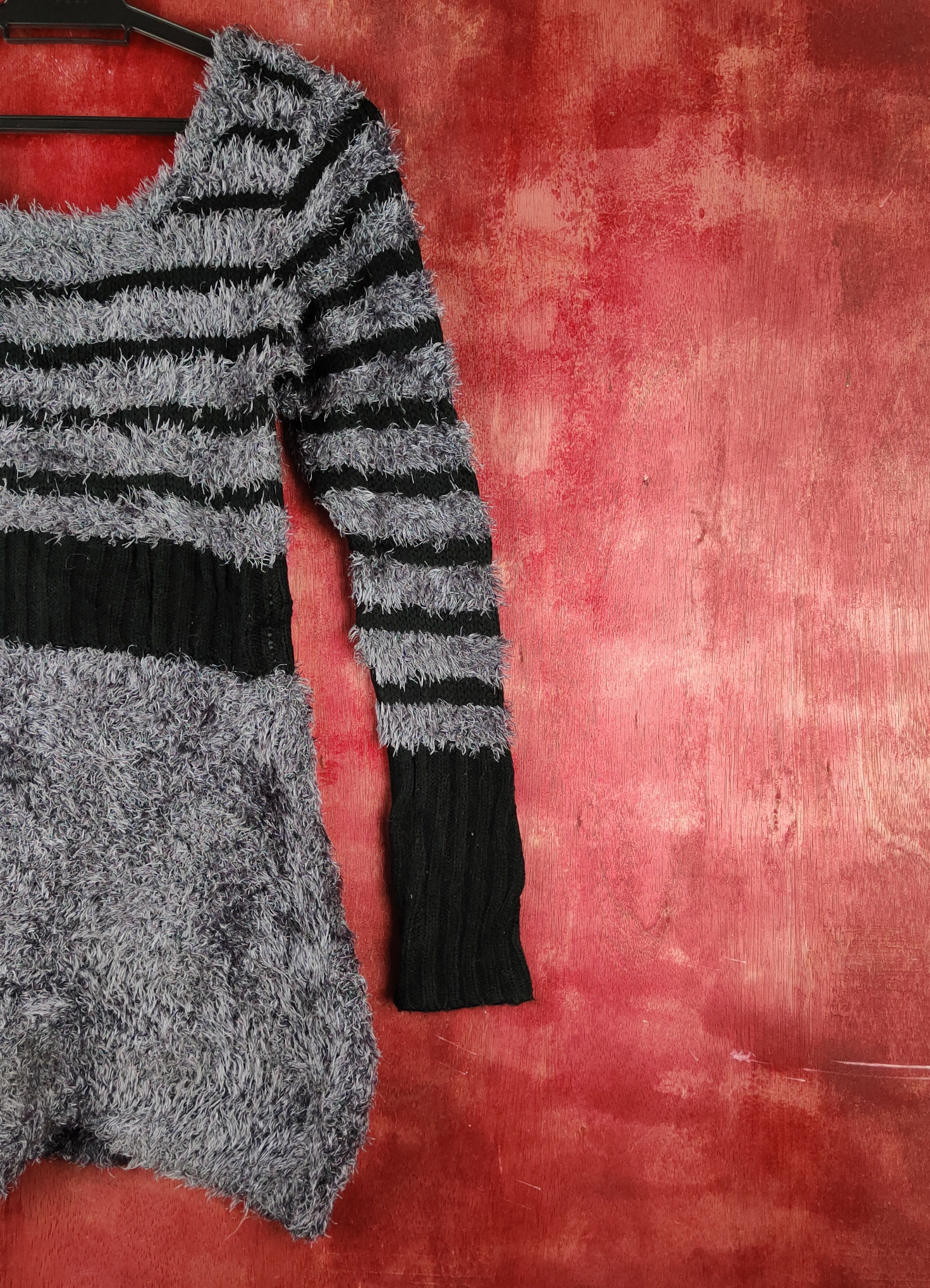 Homespun Knitwear × Japanese Brand × Vintage Edge Line Dark Gray Shag Shaggy Fur Mohair Knitwear #S1976 Size XS / US 0-2 / IT 36-38 - 9 Thumbnail