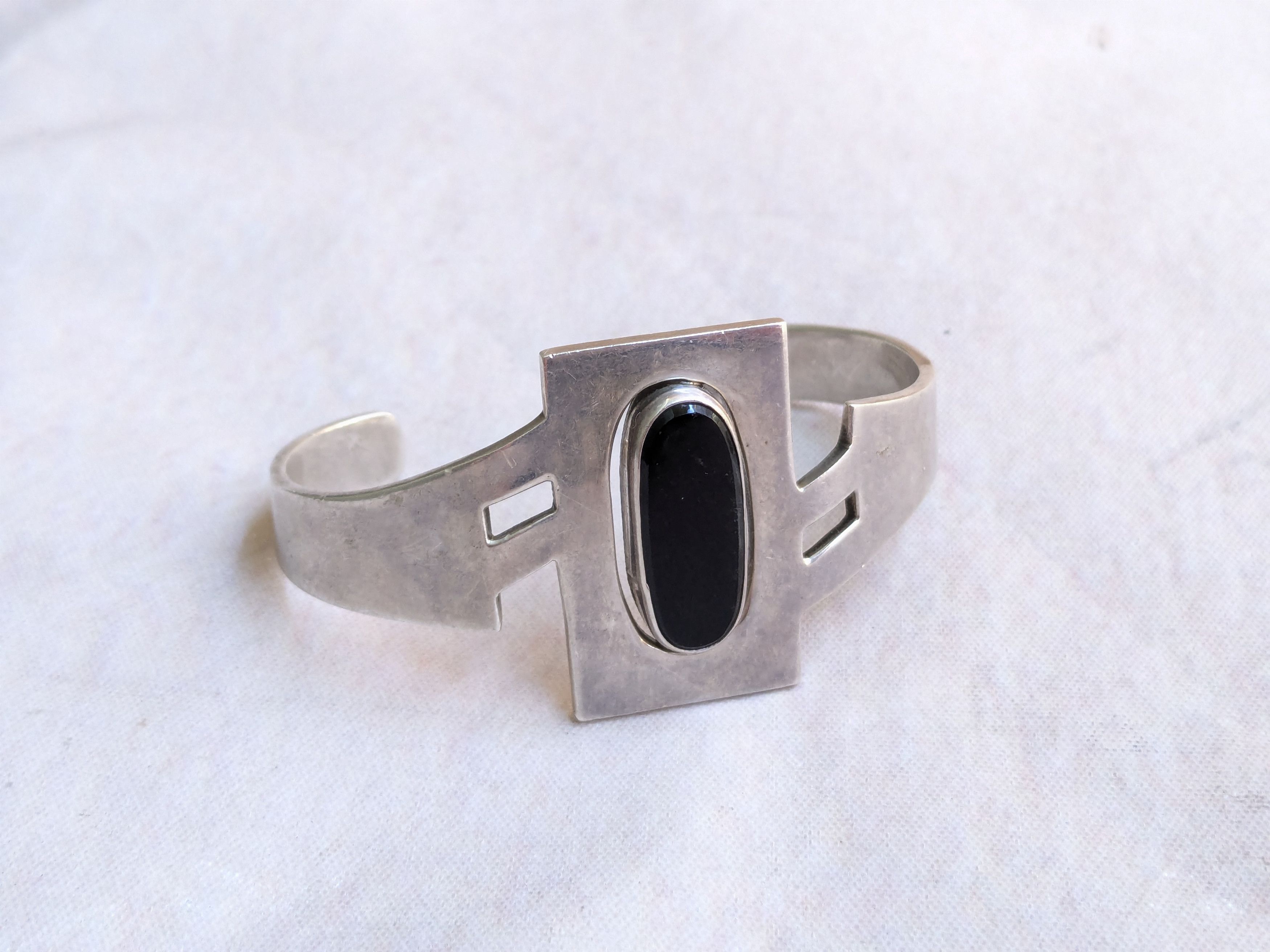 Jewelry Vintage Sterling Silver Bracelet Taxco Black Onyx Mexico, Men's