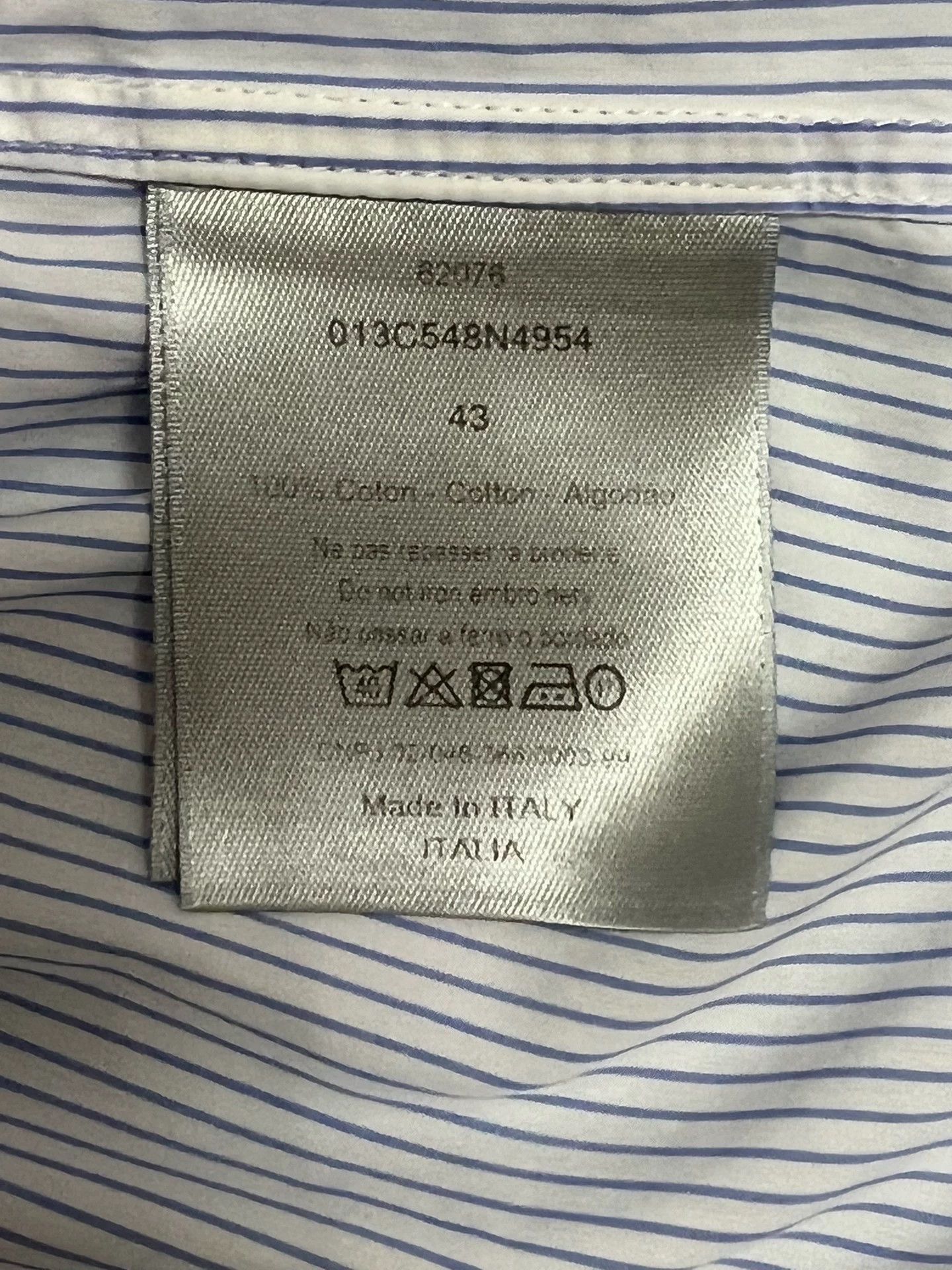 Dior Dior CD Logo Blue White Striped Shirt 43 (Men's) Size US XL / EU 56 / 4 - 4 Thumbnail