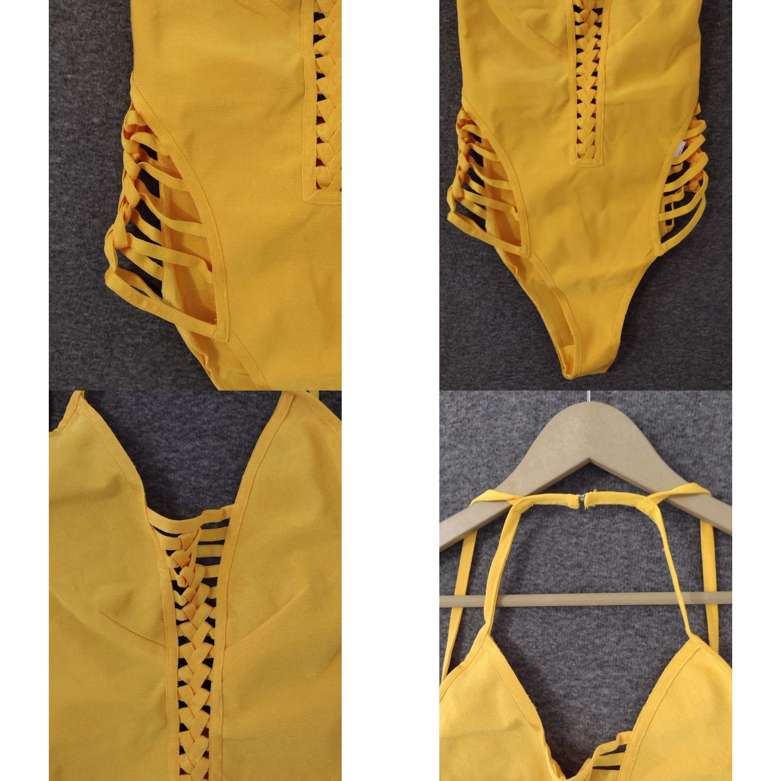 Vintage Codigo One Piece Swimsuit M Strappy Open Back Yellow Bathing Suit Women One Piece M Yellow Strappy Open-Back Beach 90s? Size M / US 6-8 / IT 42-44 - 8 Thumbnail