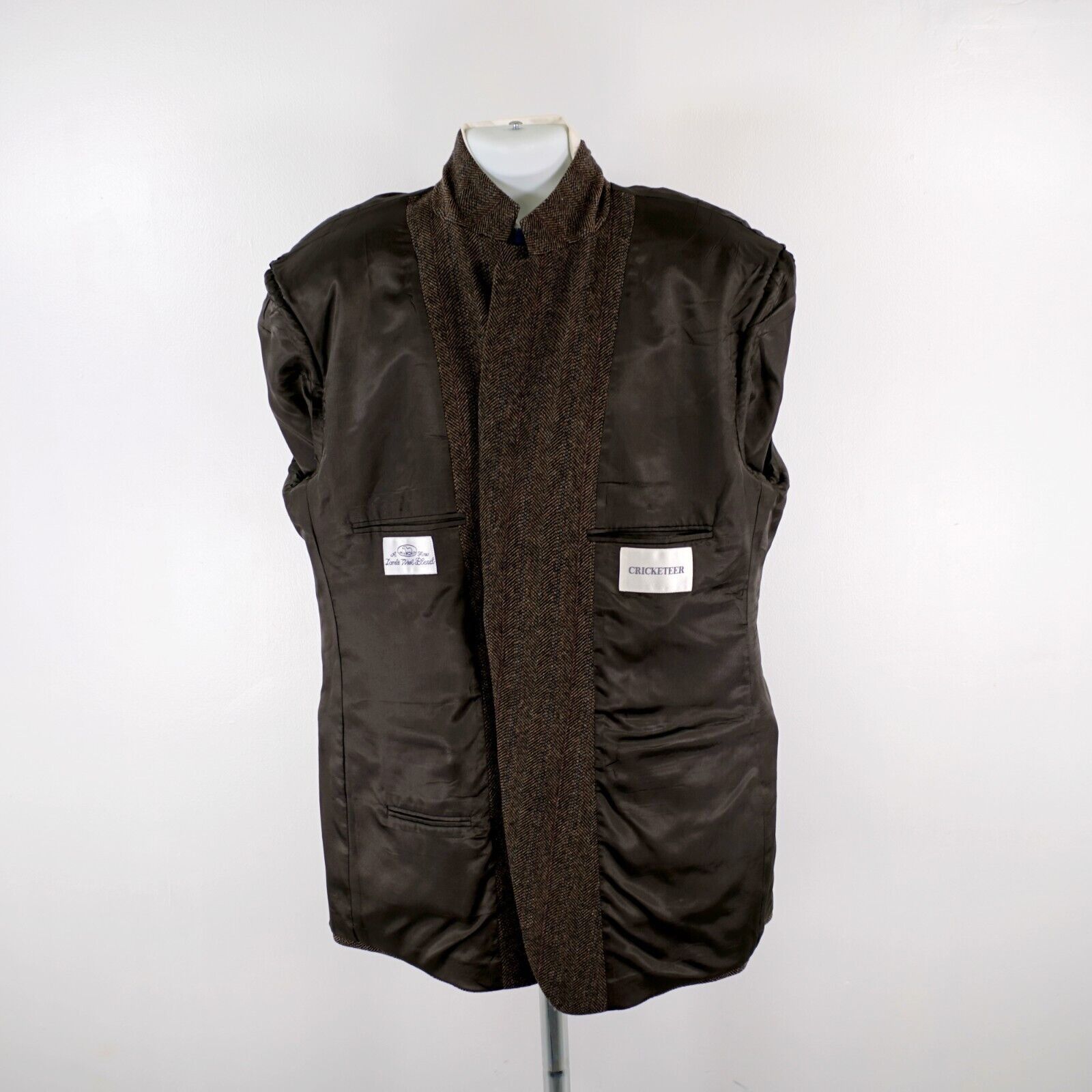 Vintage Cricketeer Lambswool Blend Tweed Brown Herringbone 2 Button Size 46L - 12 Thumbnail