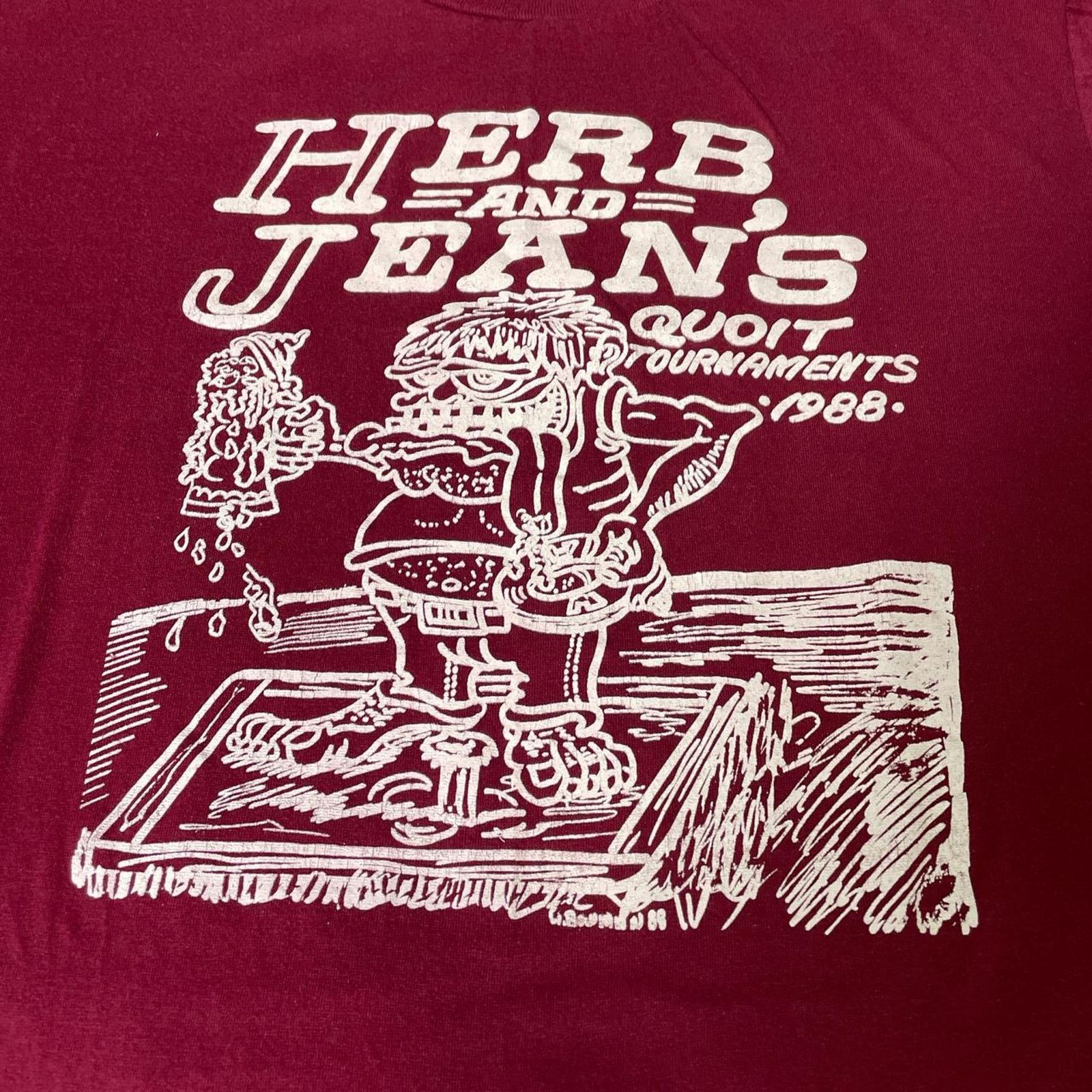 Vintage VTG 1988 Herb And Jeans Quoit Tournaments Rat Fink Art Tee Size US L / EU 52-54 / 3 - 3 Thumbnail
