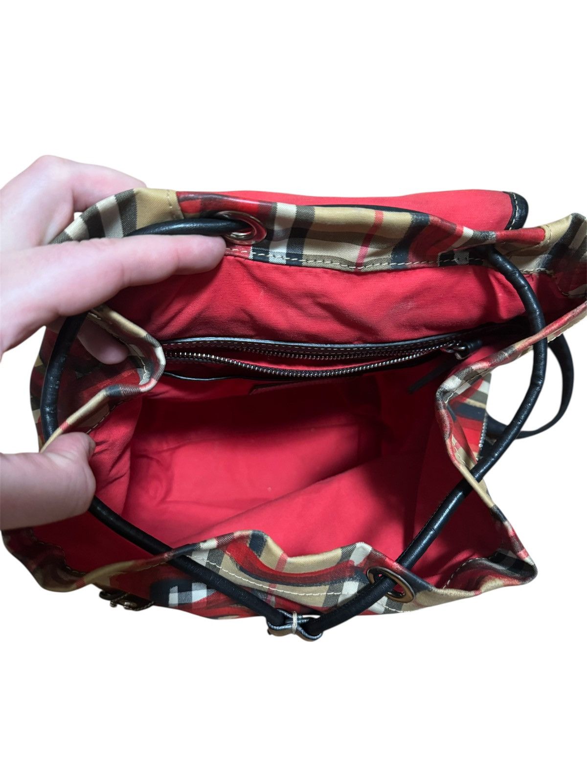 Burberry 🔥Rare Burberry Graffiti Nova Check Leather Canvas Backpack Size ONE SIZE - 8 Thumbnail