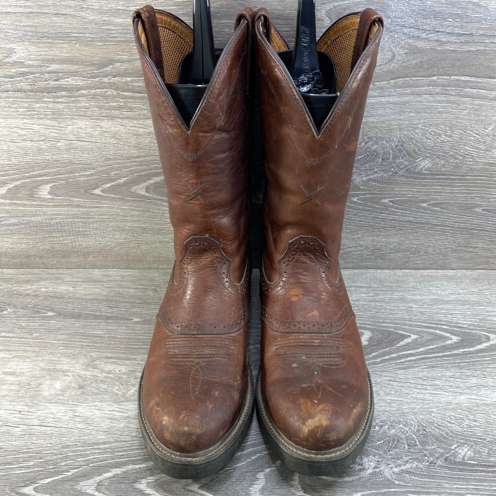 Twisted X Twisted X Mens 10 D Brown Leather Cowboy Boots Round Toe Western Work Boots Shirt Size US 10 / EU 43 - 3 Thumbnail
