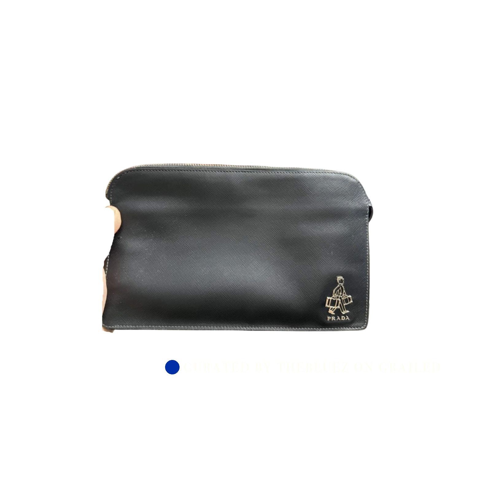 Prada Black Zip-Top Pouch with Emblem Size ONE SIZE - 1 Thumbnail