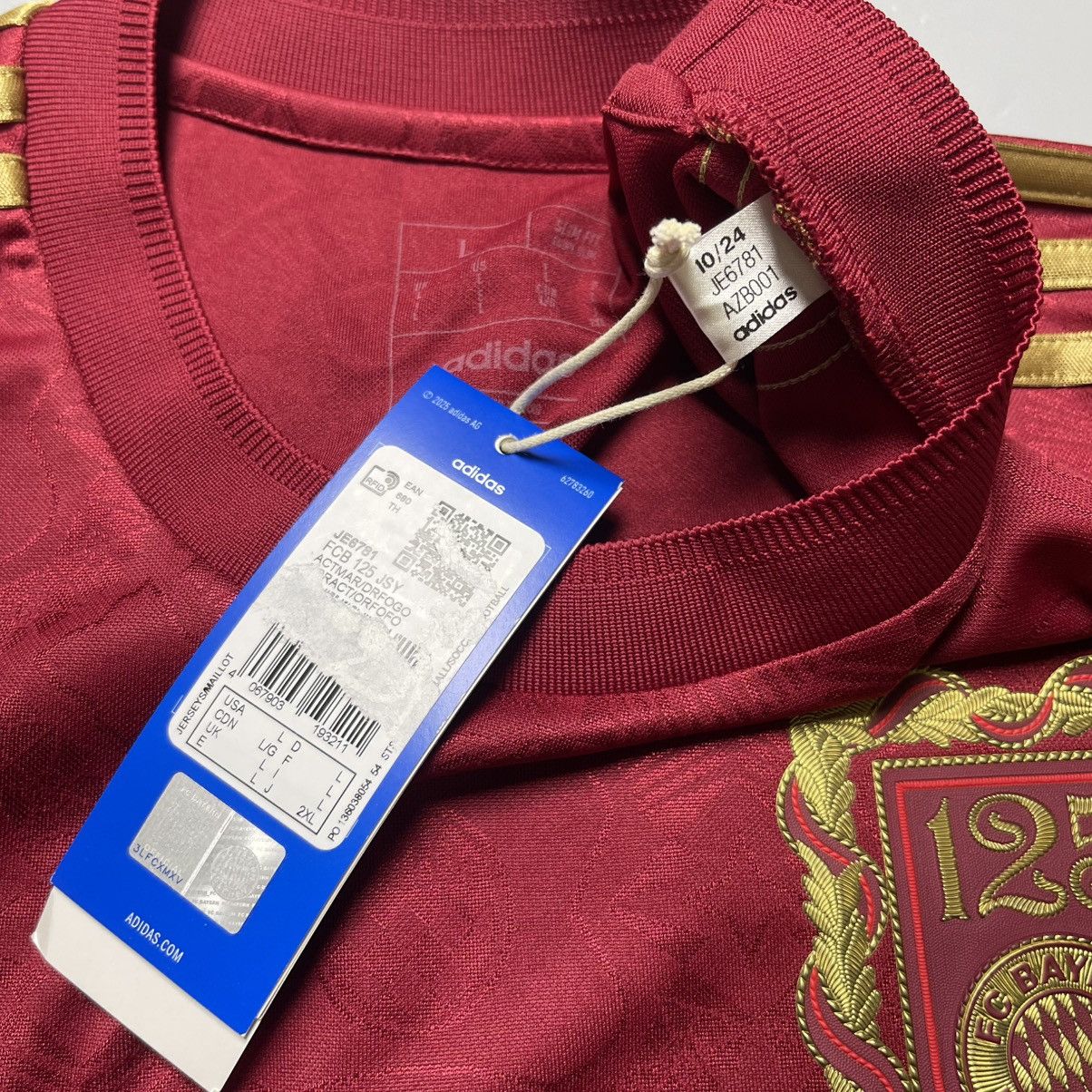 Vintage BAYERN ADIDAS 2024/2025 FOOTBALL 125TH ANNIVERSARY JERSEY Size US L / EU 52-54 / 3 - 6 Thumbnail