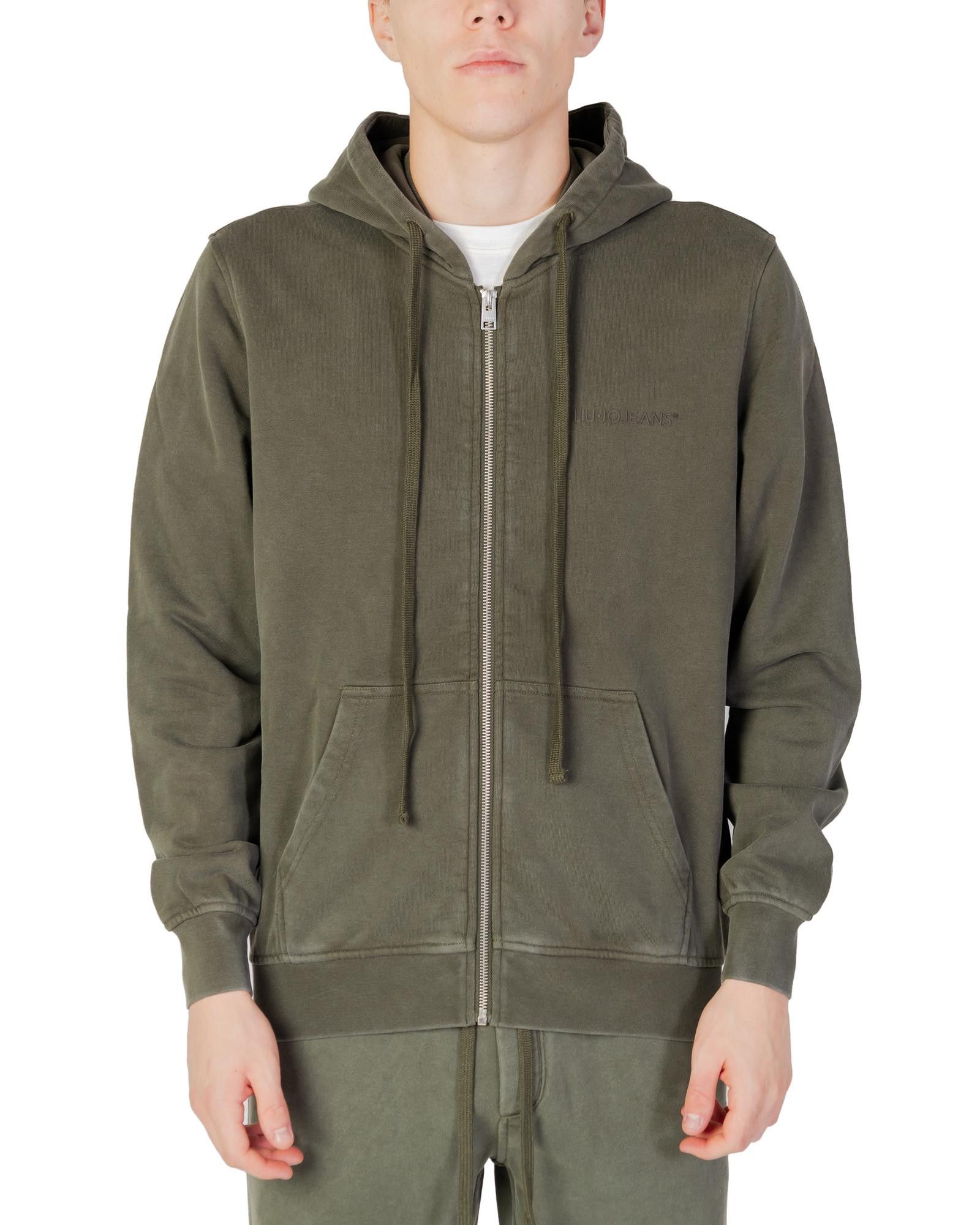 image of Liu Jo Zip-Up Cotton Sweatshirt With Long Sleeves in Green, Men's (Size Medium)