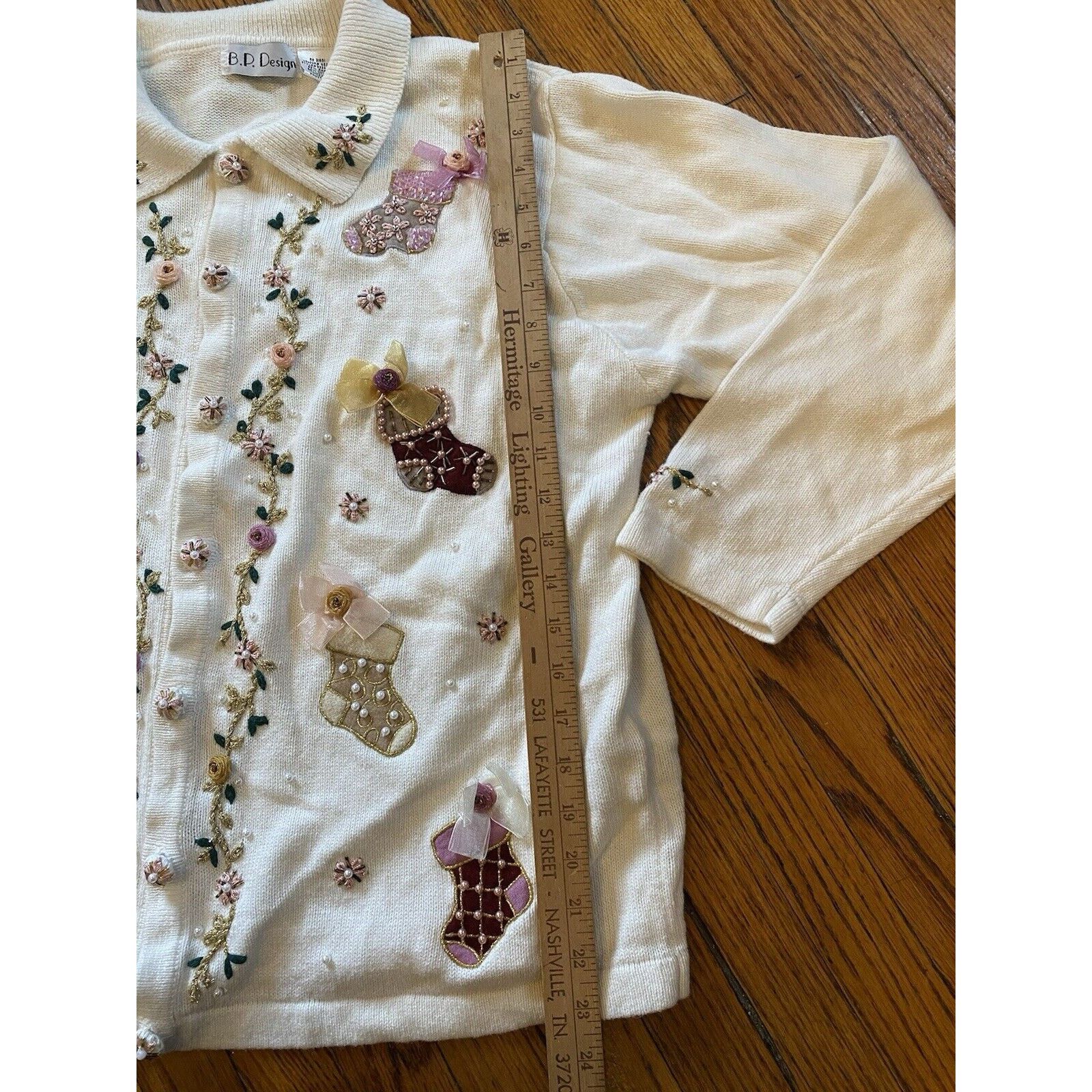 BP. VTG Cottagecore Christmas Sweater Cardigan Women XL Beads Size XL / US 12-14 / IT 48-50 - 9 Thumbnail