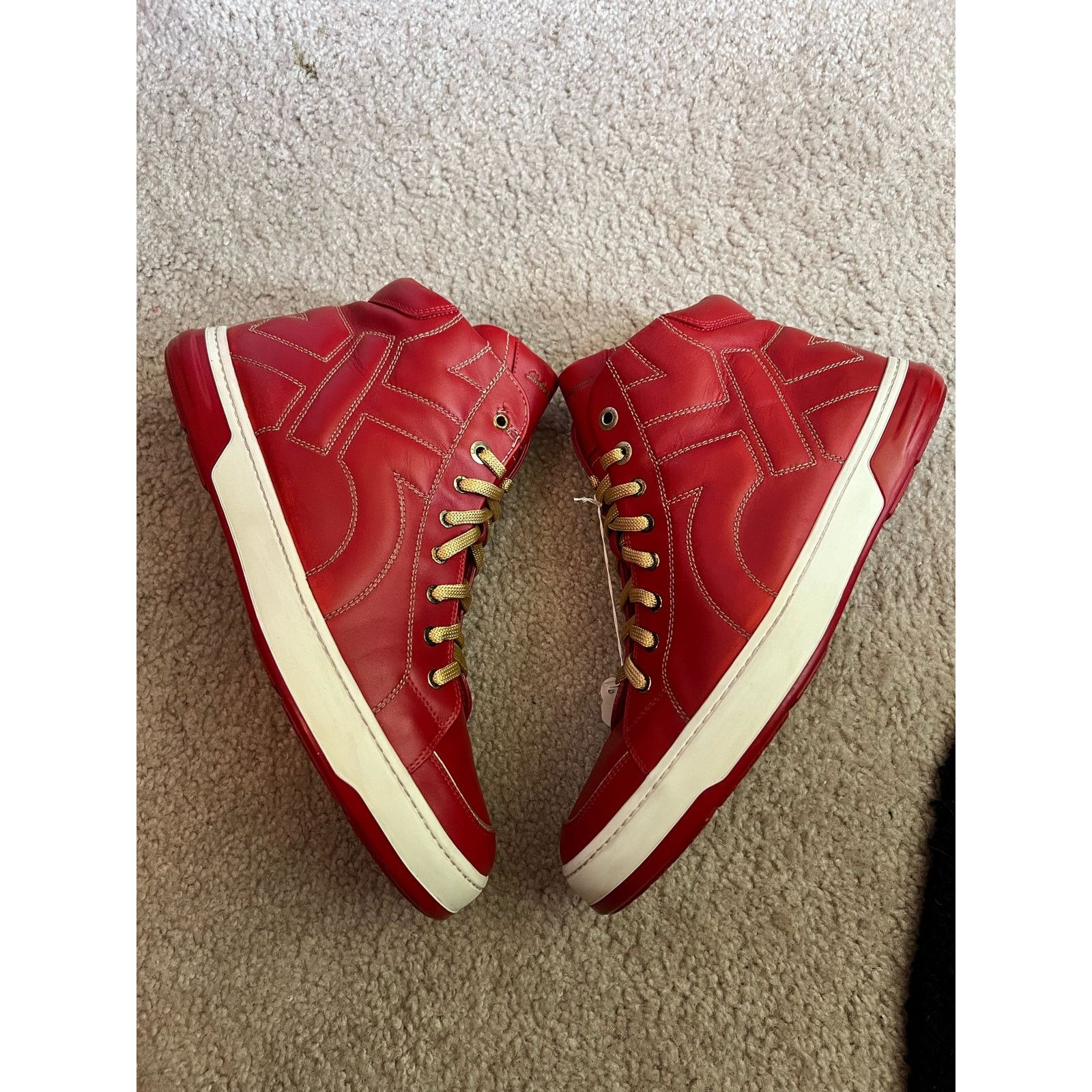 Salvatore Ferragamo Ferragamo Red High Top Sneakers Size 13 Size US 13 / EU 46 - 1 Thumbnail