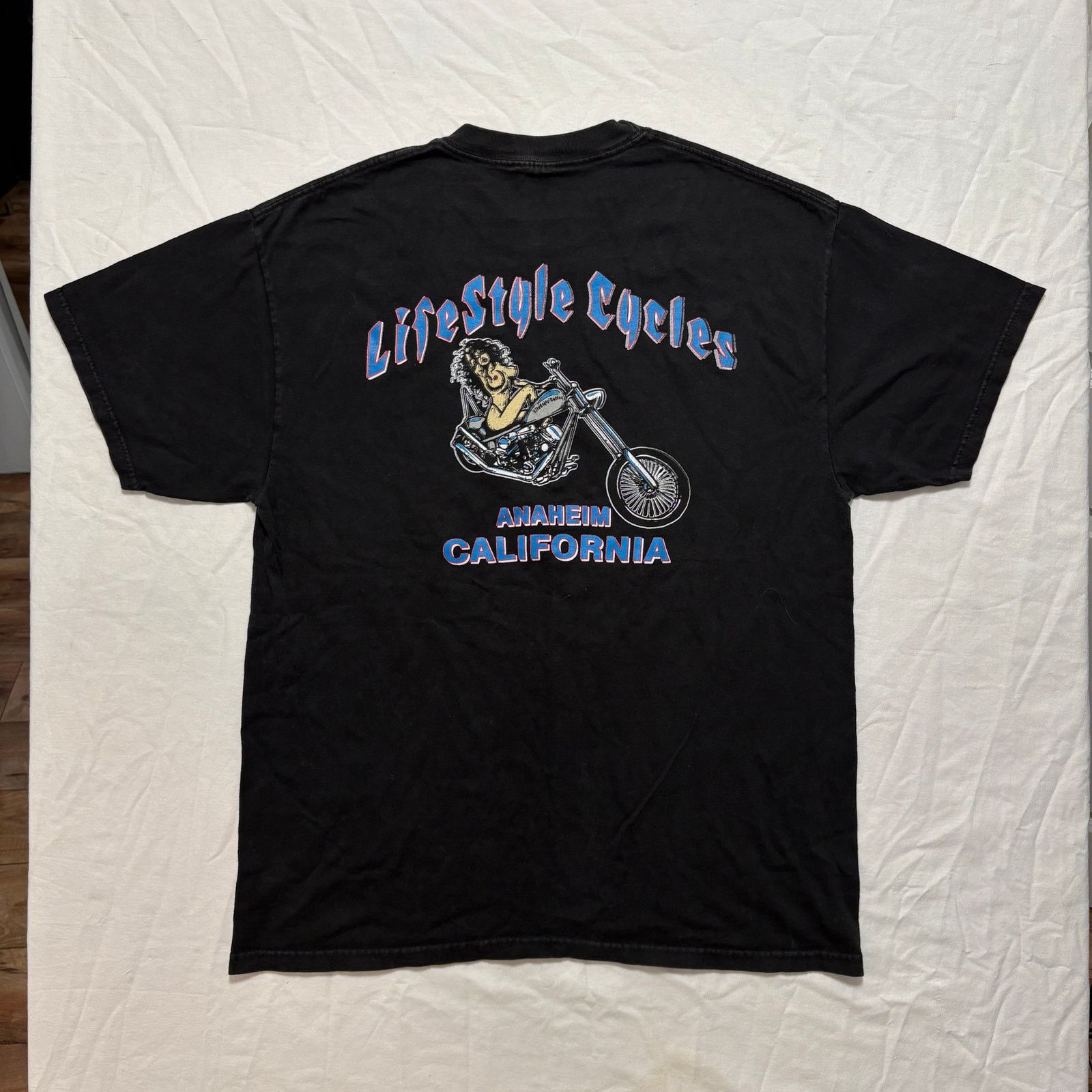 Hanes VTG Y2K Get A Life Naked Girl Motorcycle T-Shirt Black L Size US L / EU 52-54 / 3 - 3 Thumbnail