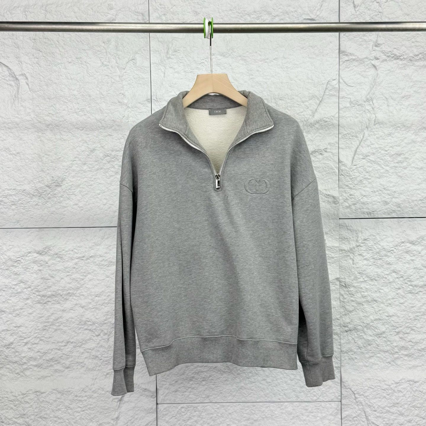 Dior Dior Gray Cotton Fleece CD Embroidered Half-Zip Sweatshirt Size US M / EU 48-50 / 2 - 1 Thumbnail
