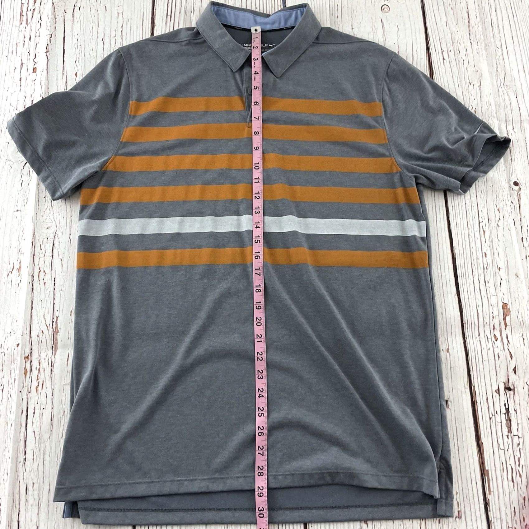 Nike Nike Golf Dri-Fit Short Sleeve Striped Polo Shirt Men's Large Gray Size US L / EU 52-54 / 3 - 5 Thumbnail