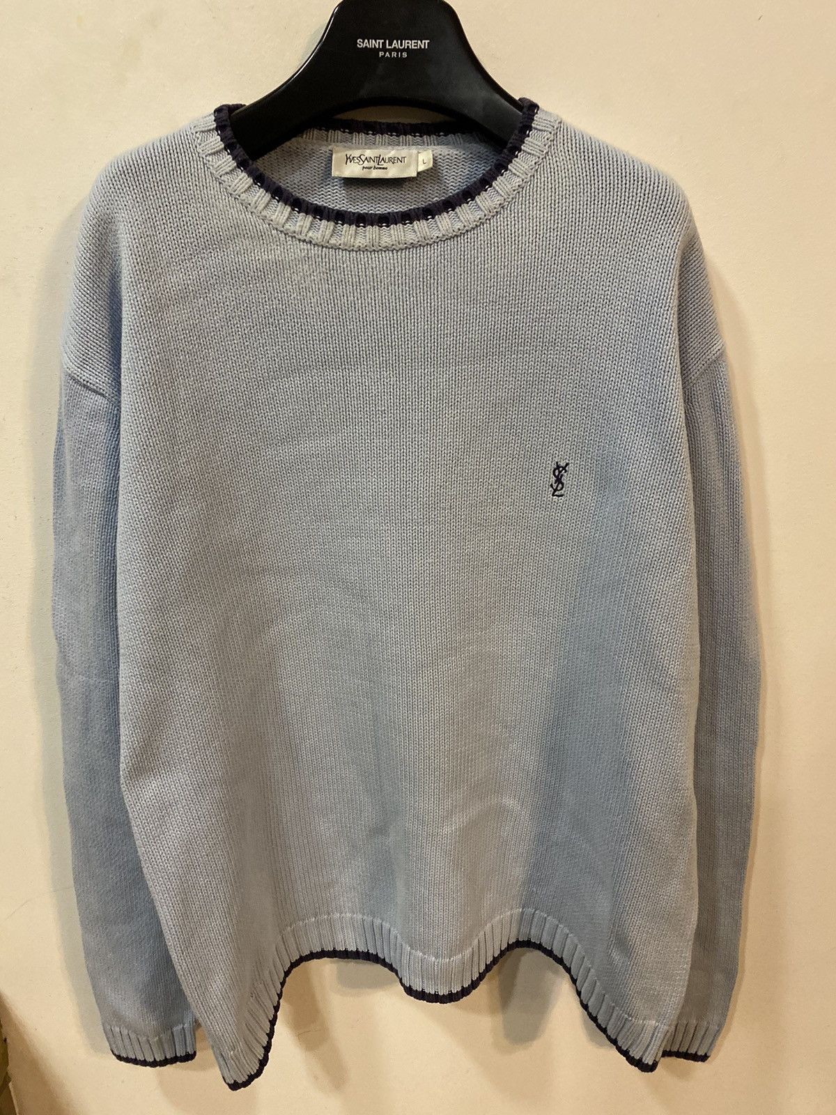 Yves Saint Laurent Blue YSL Sweater Knit Size US L / EU 52-54 / 3 - 4 Thumbnail
