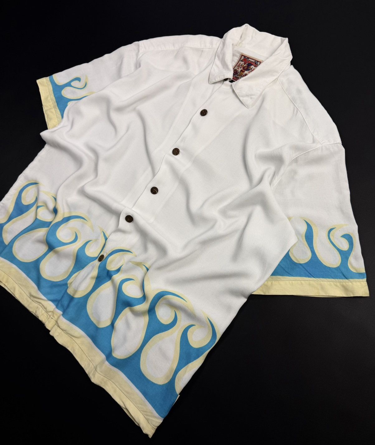Mambo 90s Mambo Vintage Button Up Shirt White Flame Print Y2K Size US L / EU 52-54 / 3 - 8 Thumbnail