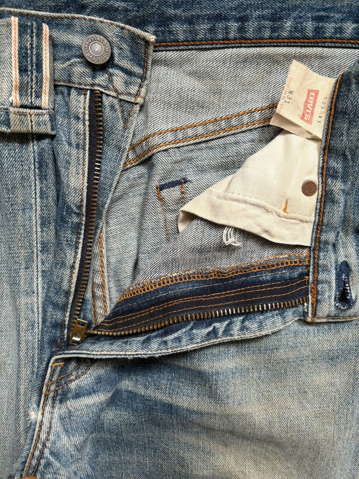 Levi's Vintage 80s Levis 502 Big E Selvedge Mud Wash Loose Jeans Size US 30 / EU 46 - 10 Thumbnail