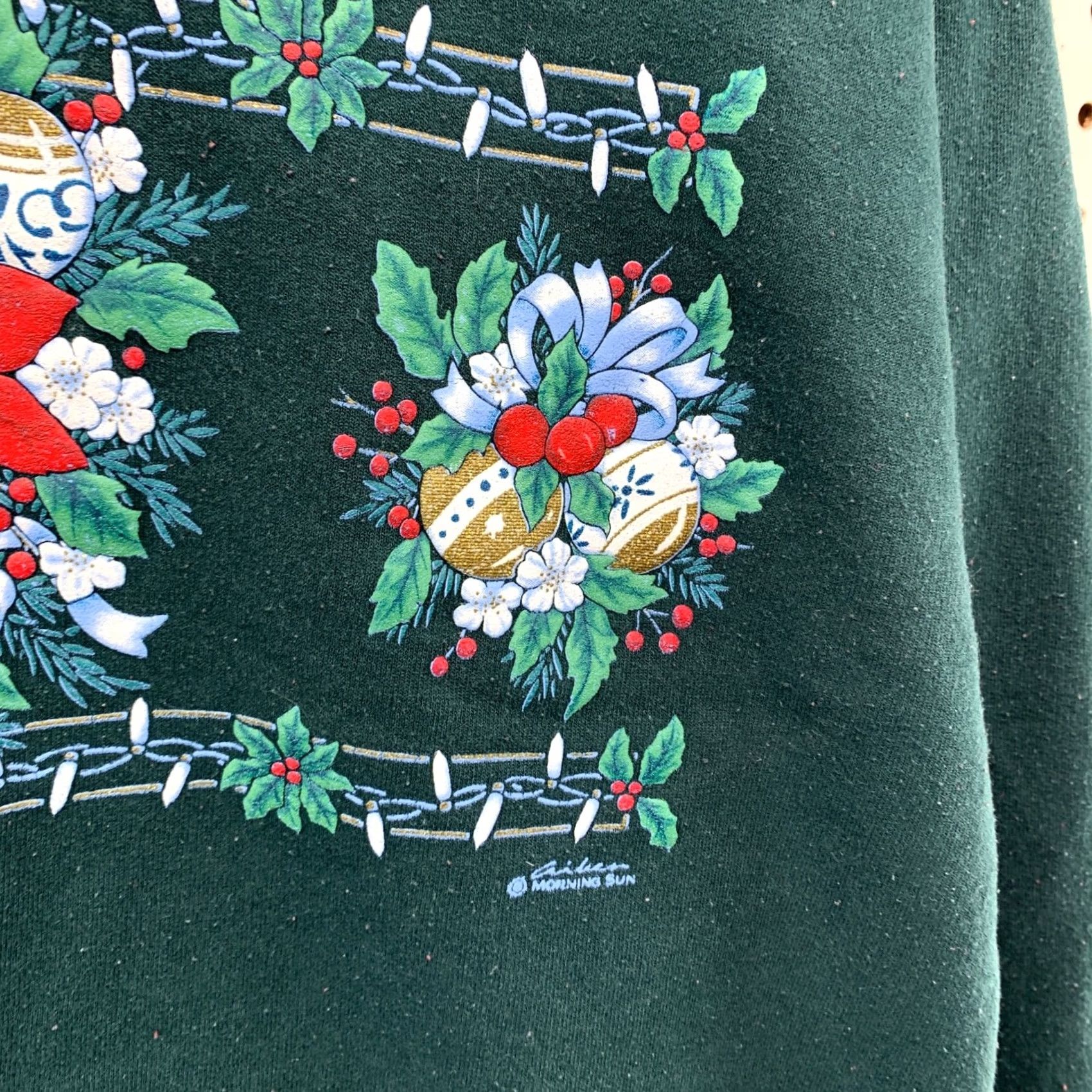 Vintage VINTAGE Morning Sun Sweatshirt Women Medium Green Red Flower Crewneck Floral Size M / US 6-8 / IT 42-44 - 6 Thumbnail