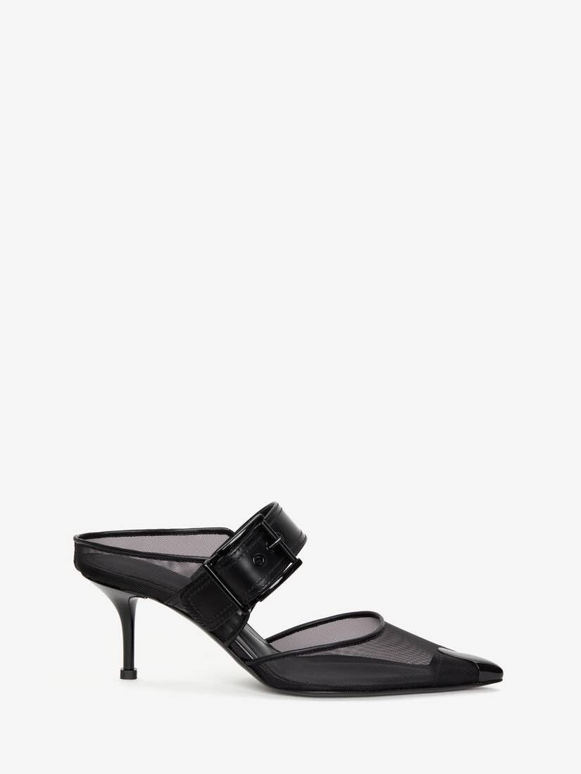 Alexander McQueen o1w1db10925 Punk Buckle Mule in Black Size US 7 / IT 37 - 1 Thumbnail