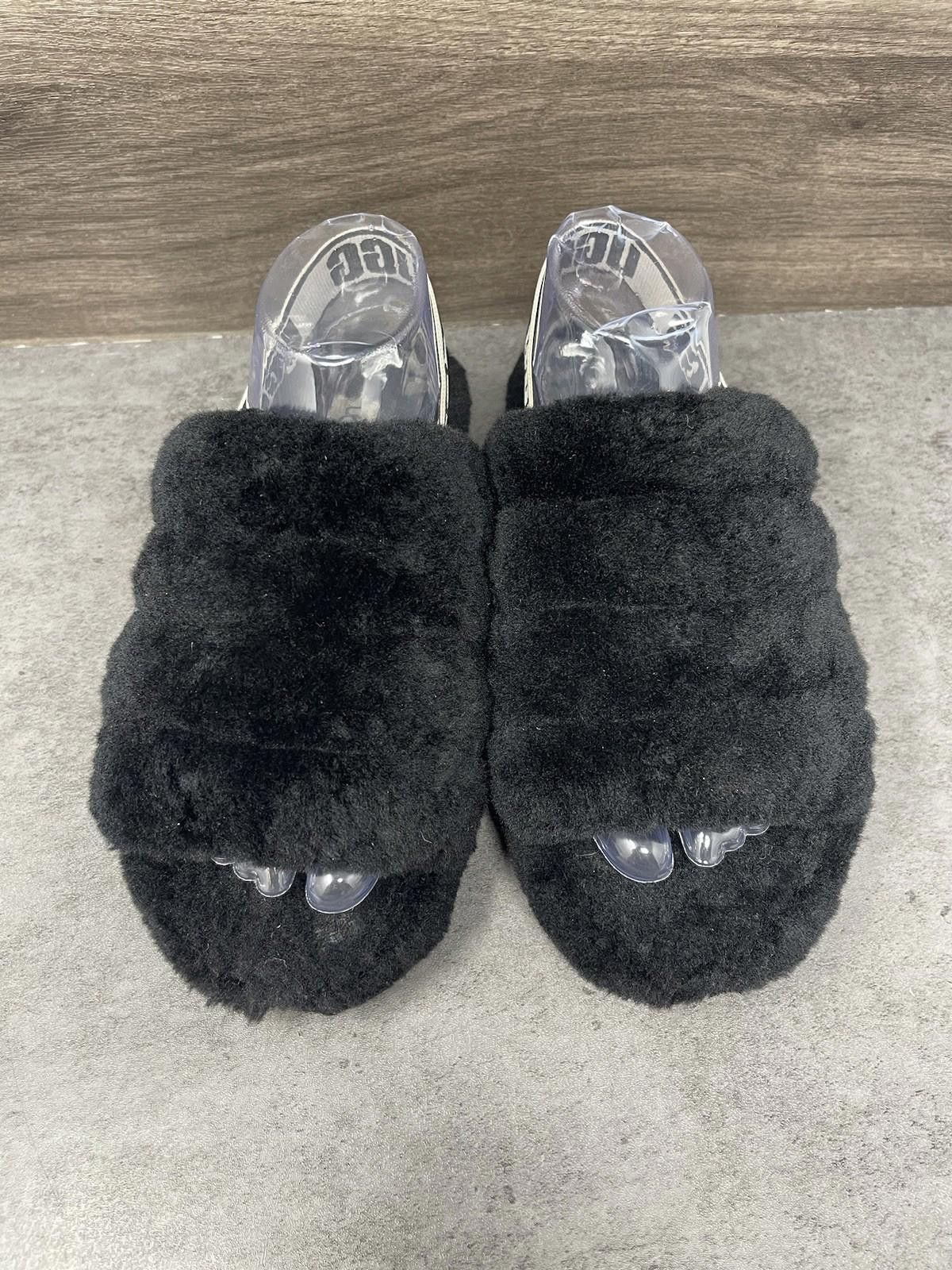 Ugg UGG Fluff Yeah Slide Slippers Womens Size 7 Black Fur Size US 7 / IT 37 - 3 Thumbnail