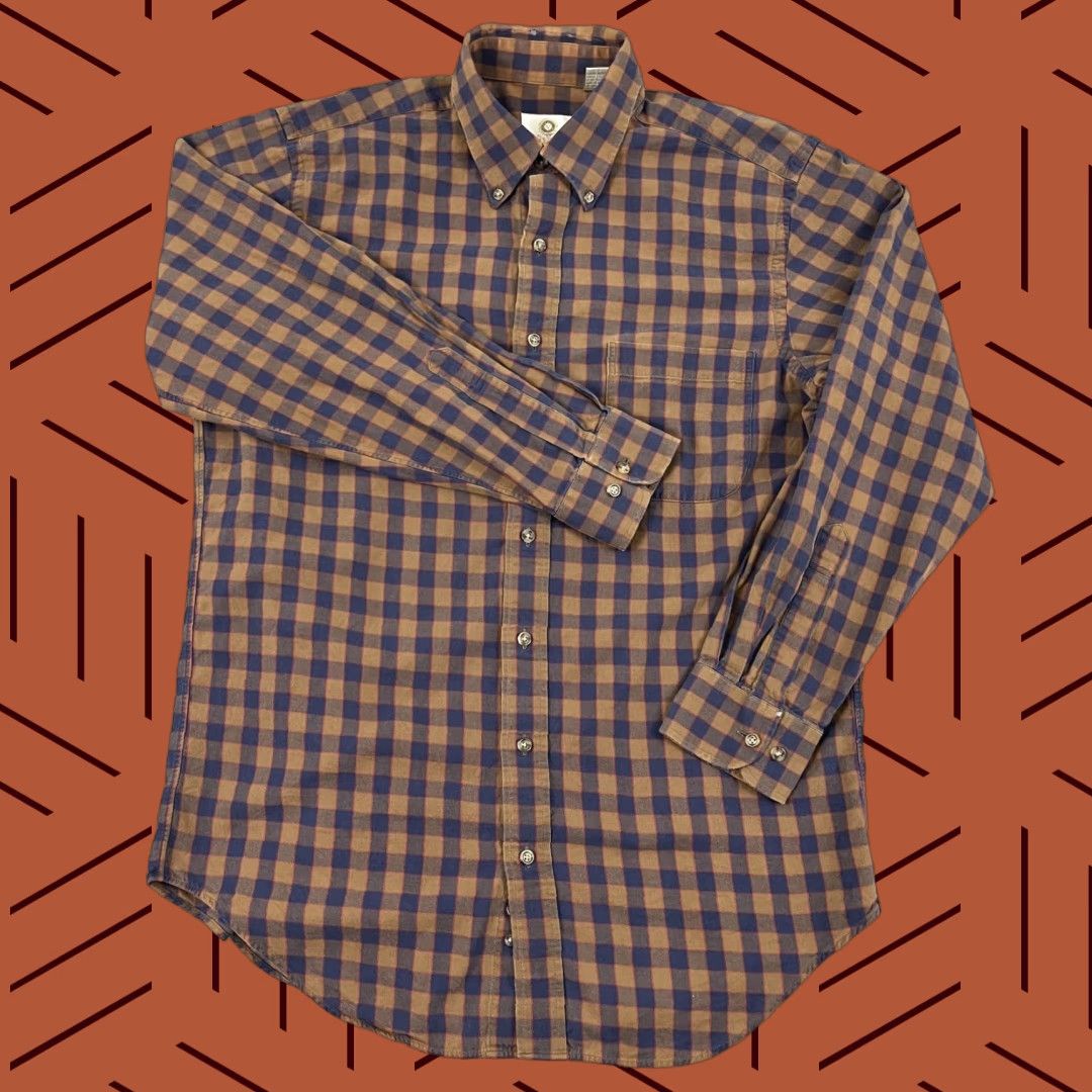 Vintage Viyella Shirt Mens Medium Blue Brown Plaid Wool Blend Button-Down Long Sleeve Size US M / EU 48-50 / 2 - 1 Thumbnail