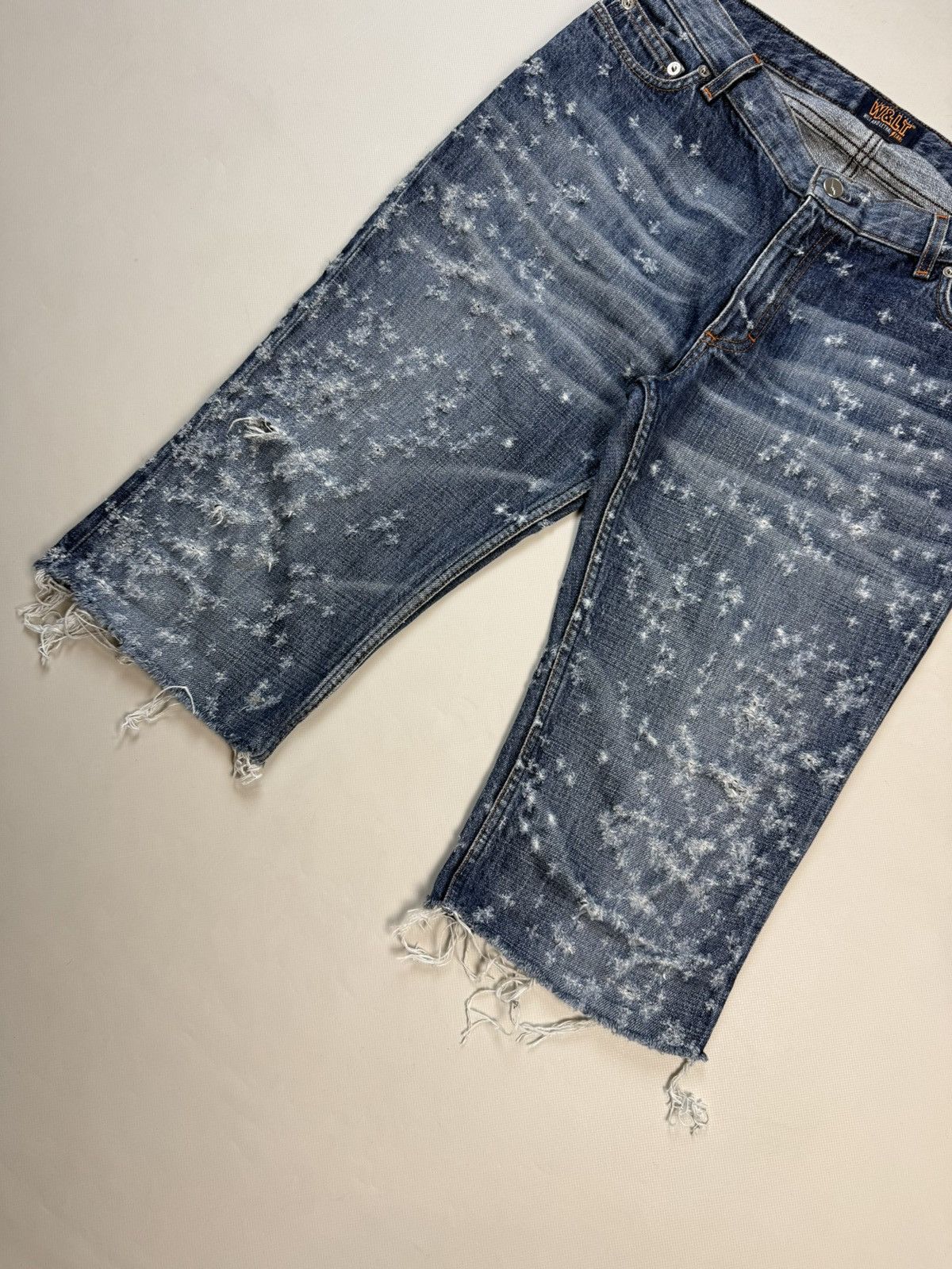 W&LT Walter Van Beirendonck Distressed Cut Off Denim Shorts Jeans Size US 31 - 3 Thumbnail