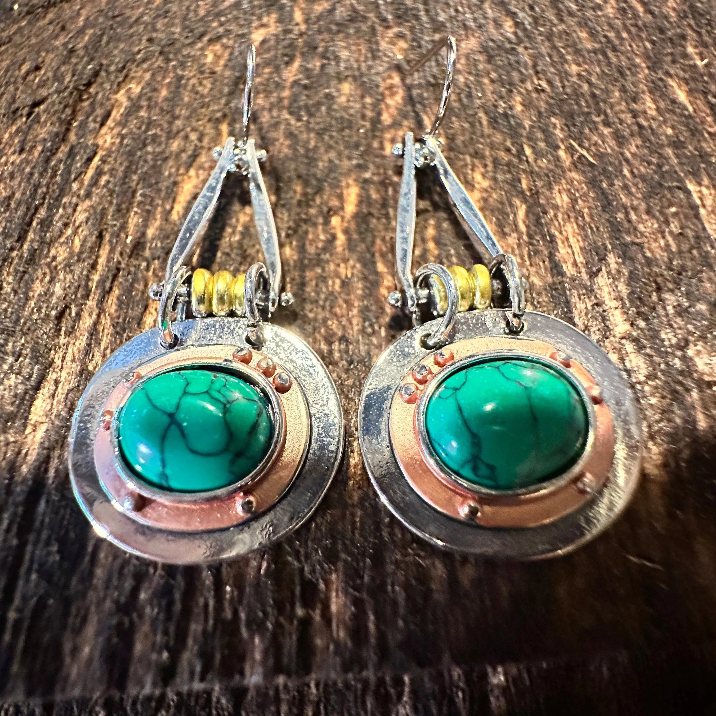 Other Boho Hippie Cowgirl Western Green Agate Teardrop Silver Earr Size ONE SIZE - 4 Thumbnail