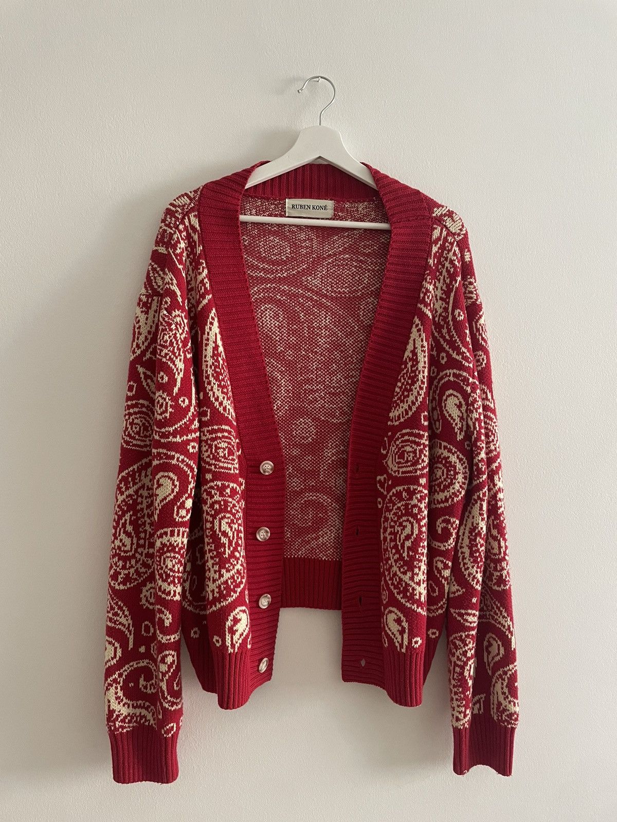 image of Ruben Kone Bandana Cardigan in Red, Men's (Size Medium)