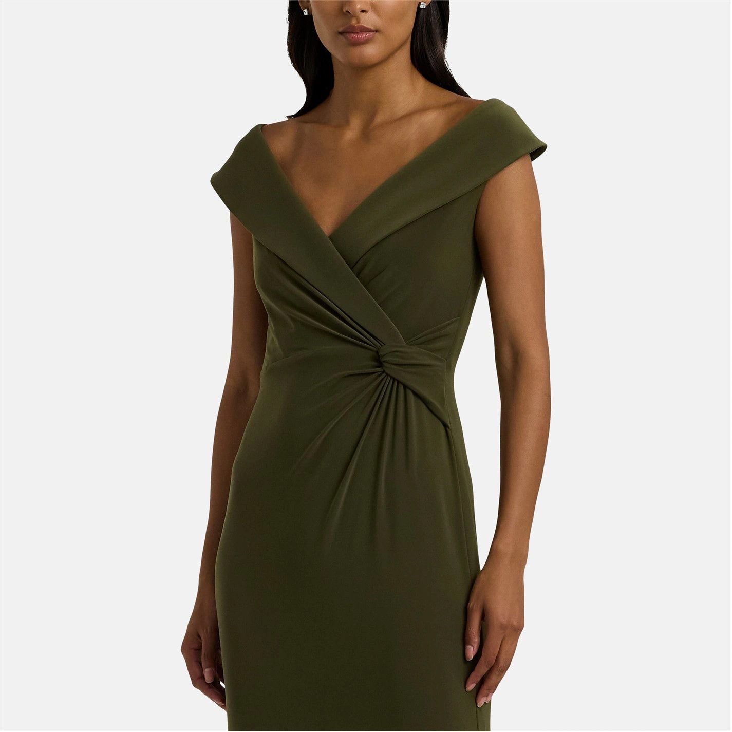 Lauren Ralph Lauren o1g2r1mq0825 Jersey Off-the-Shoulder Gown in Botanic Green Size S / US 4 / IT 40 - 2 Thumbnail