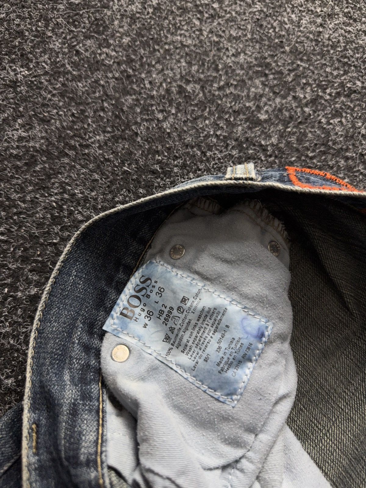 Hugo Boss Vintage 00s Distressed Hugo Boss Orange Blue Denim Jeans Size US 34 / EU 50 - 14 Thumbnail