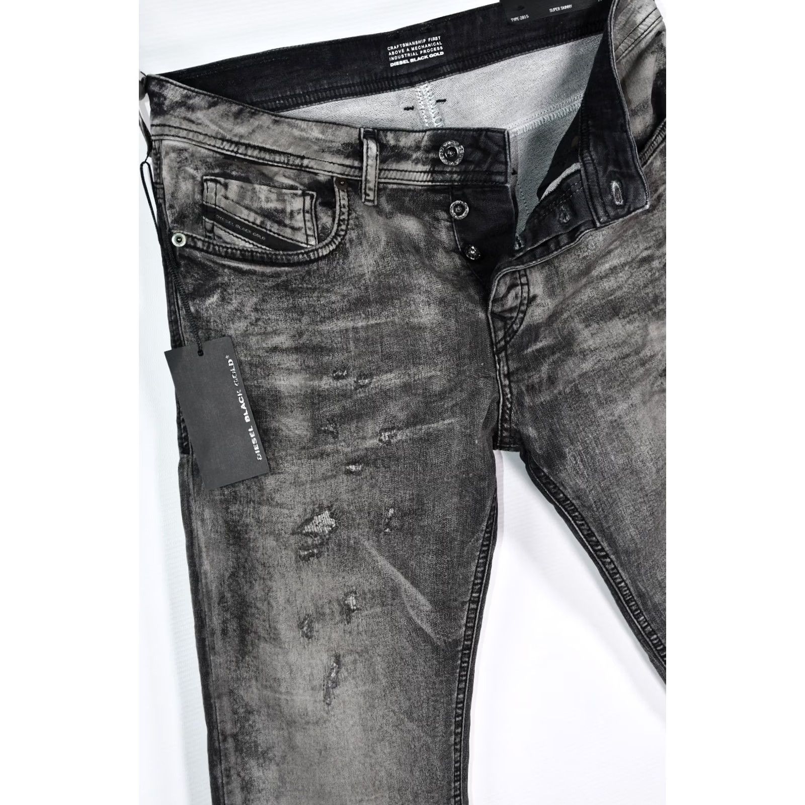 Diesel Diesel Black Gold Type 2815 Super Skinny Jeans W29 Mens Black Cotton Blend 90% Cotton 8% Polyester 2% Elastane Slim Straight? Size US 29 - 6 Thumbnail