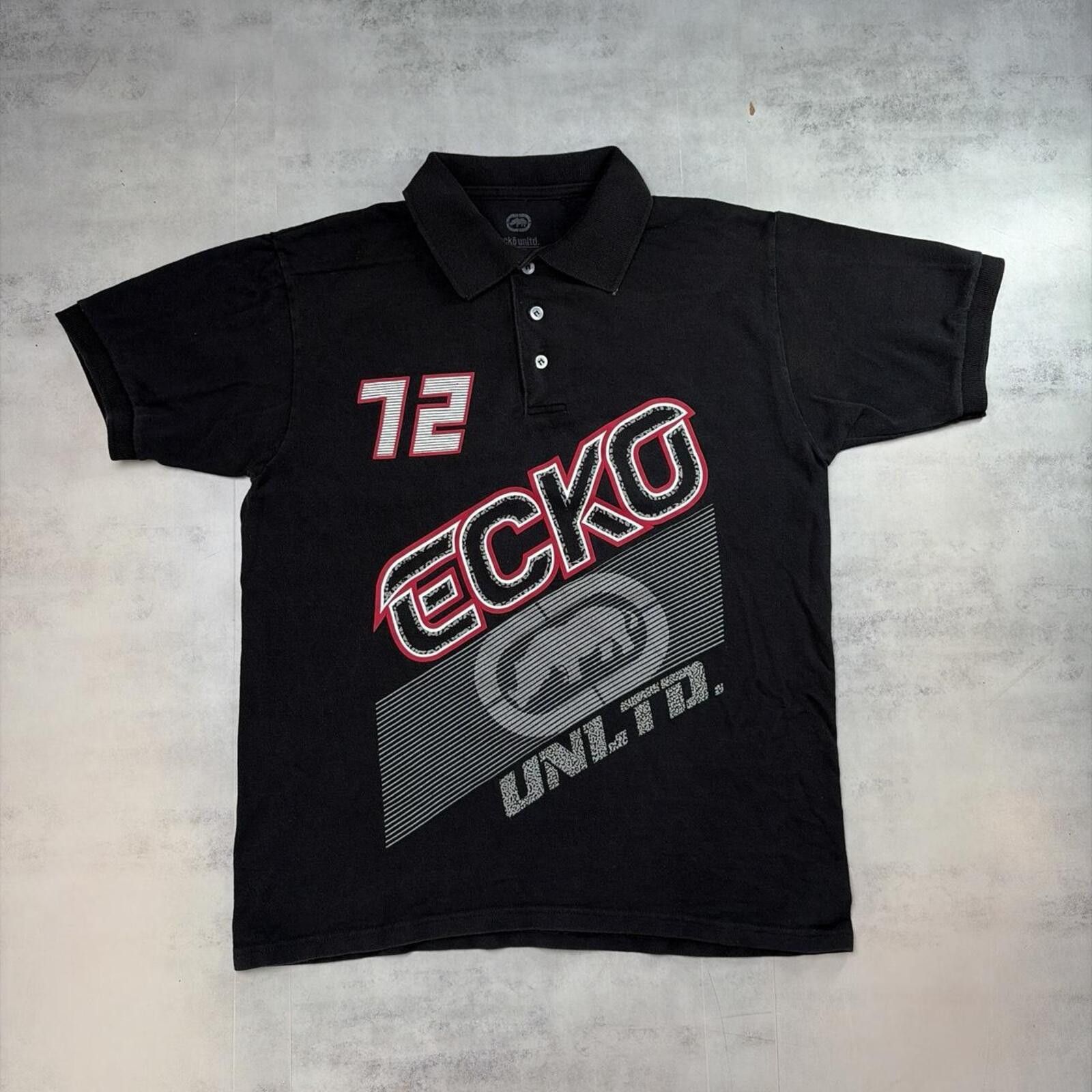 Ecko Unltd. Y2K Black Ecko Unltd Grunge Skater Polo Shirt Size US L / EU 52-54 / 3 - 1 Thumbnail