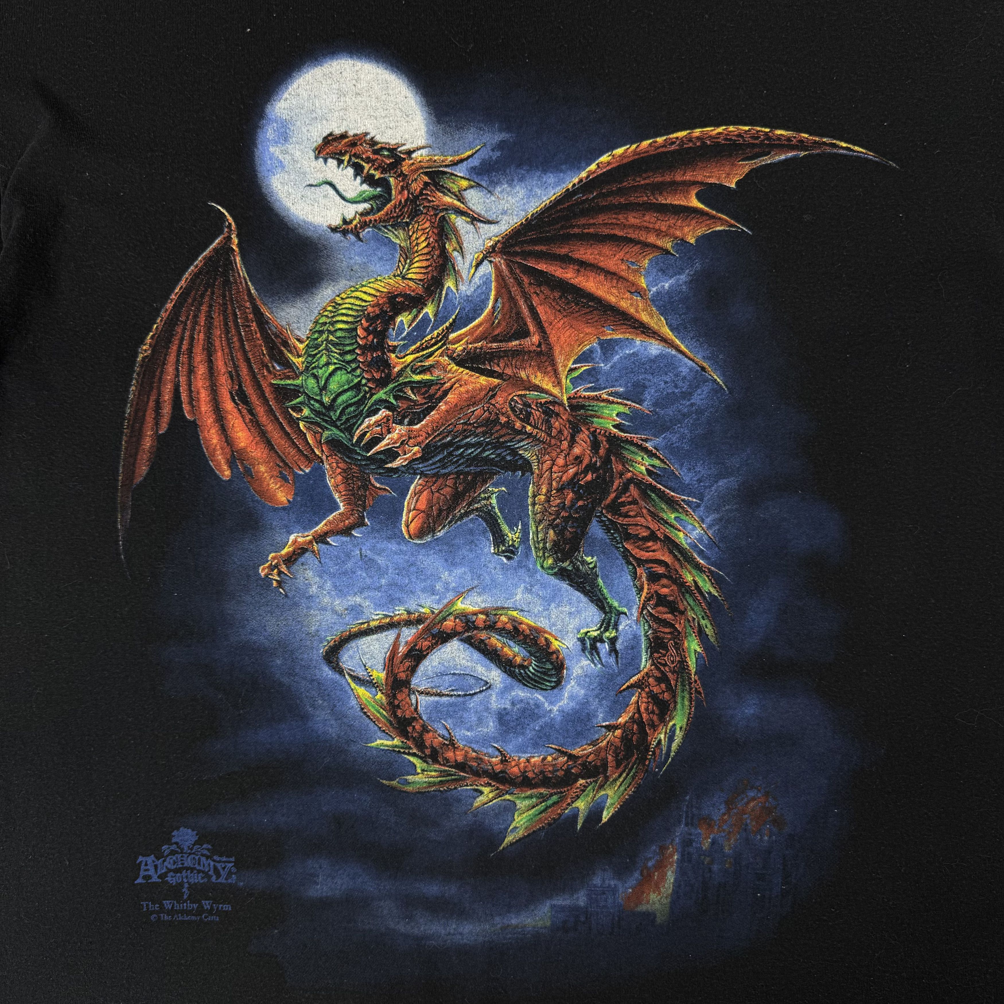 Vintage Vintage Dragon Alchemy Gothic 90s Black Graphic Tee Shirt Size US XL / EU 56 / 4 - 6 Thumbnail