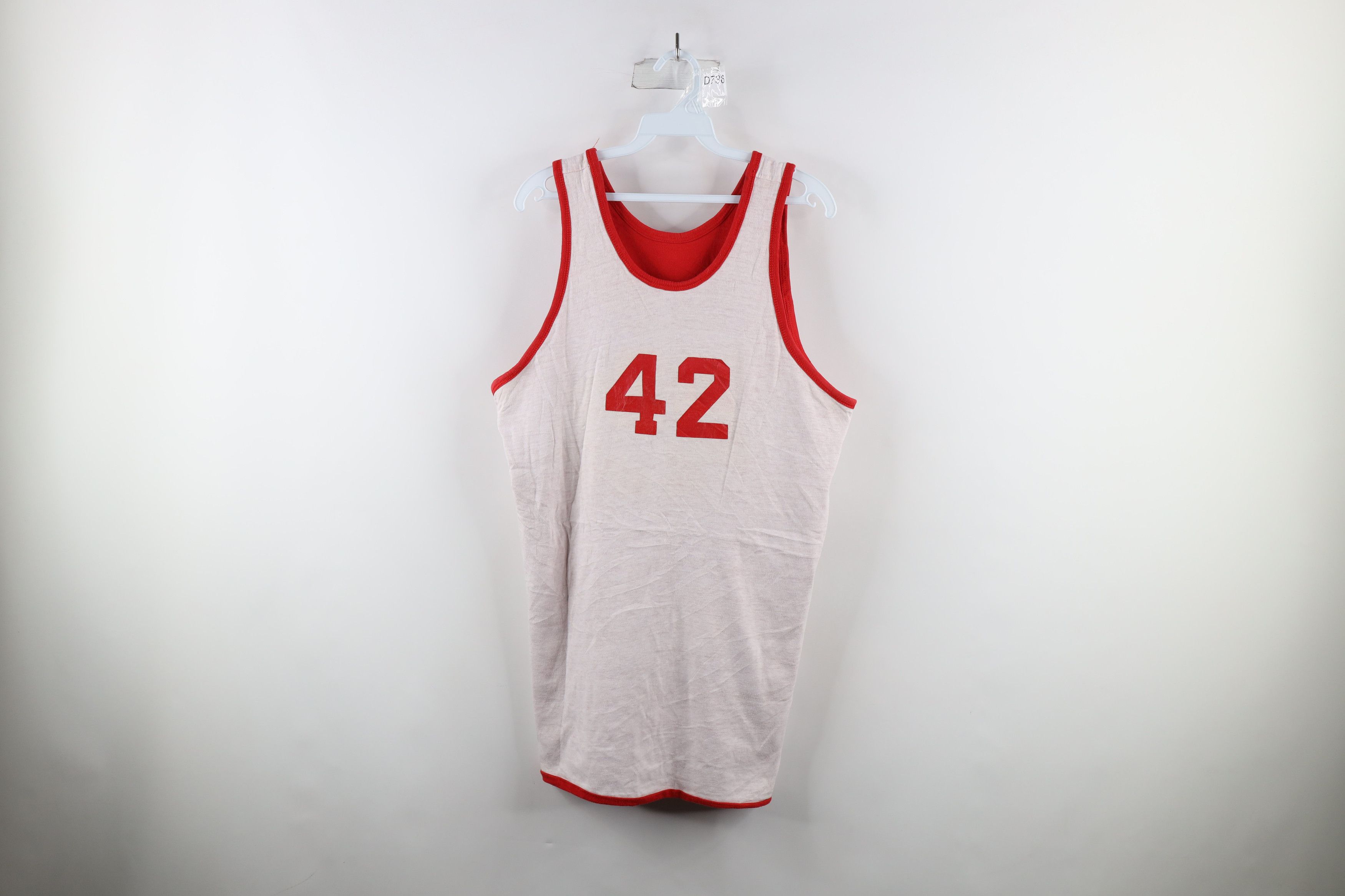 image of 80's Champion Reversible State University Basketball in Red, Men's (Size Large)