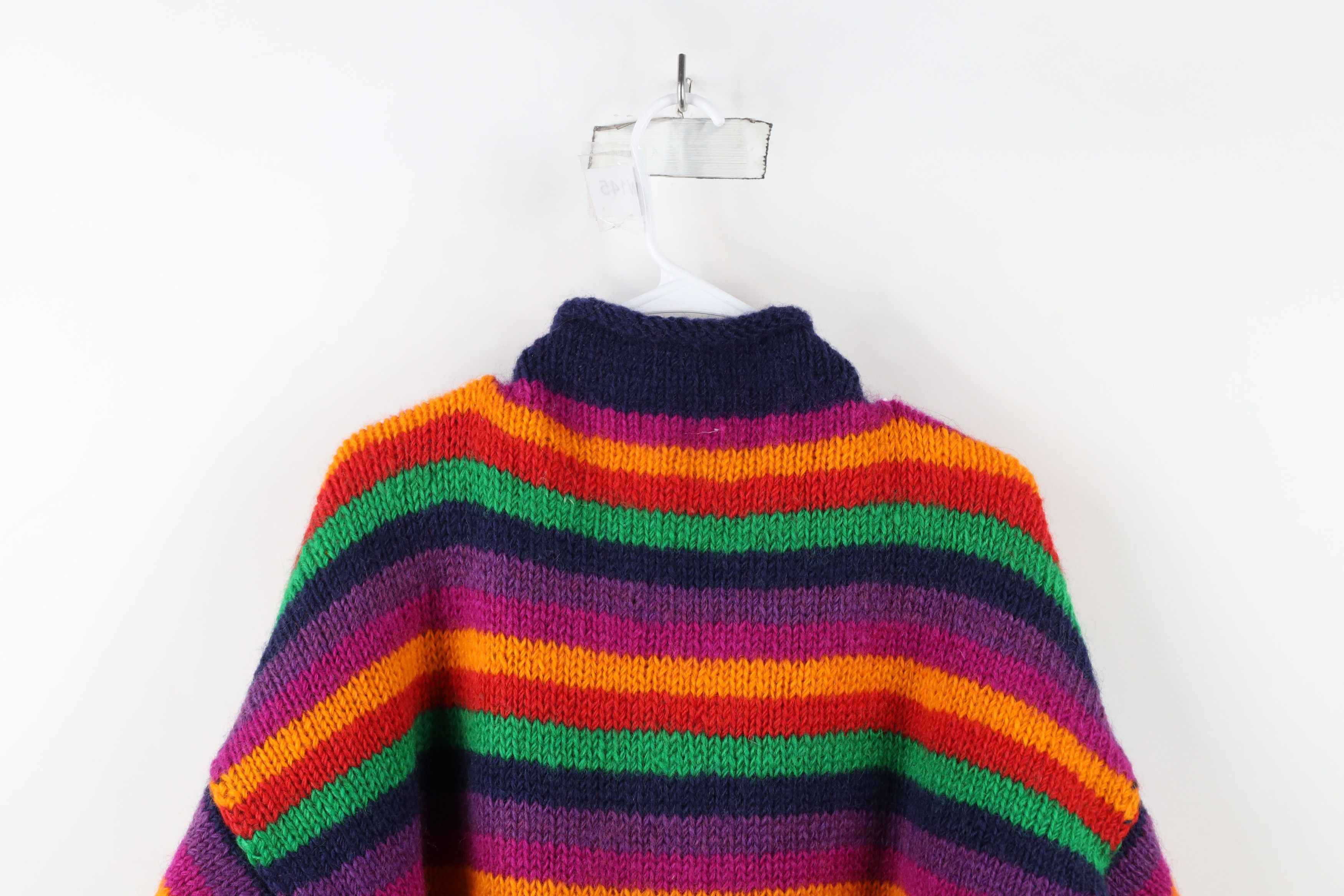 Vintage Vintage 90s Streetwear Rainbow Wool Marled Knit Sweater Size XXL / US 16-18 / IT 52-54 - 7 Thumbnail