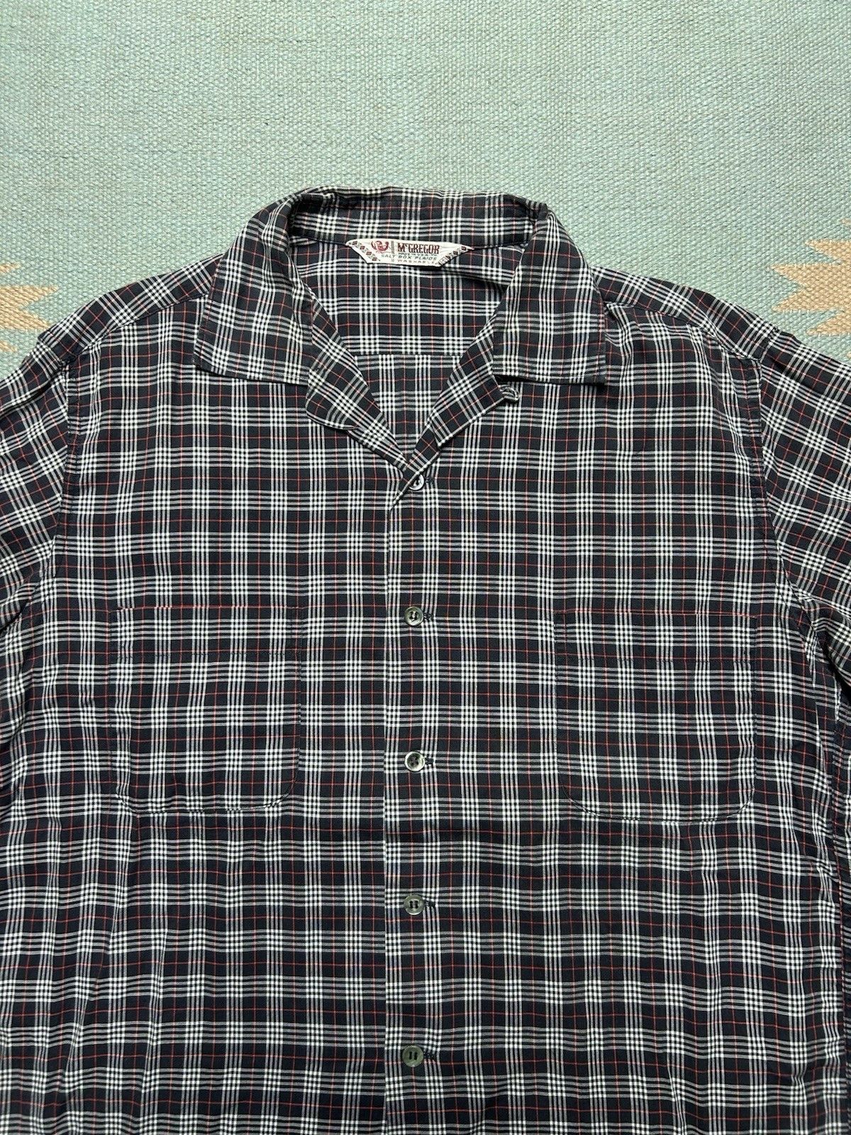 Vintage VTG 1950s button shirt loop collar rayon plaid Mcgregor M Size US M / EU 48-50 / 2 - 3 Thumbnail