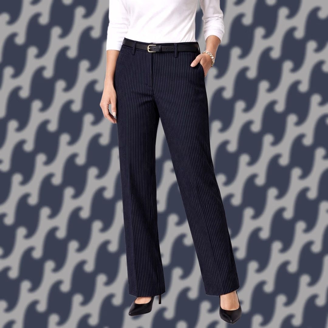 Talbots Talbots Women’s 2P Black Pinstripe Dress Pants Straight Leg Flat Front NWT Size 26" / US 2 / IT 38 - 1 Thumbnail