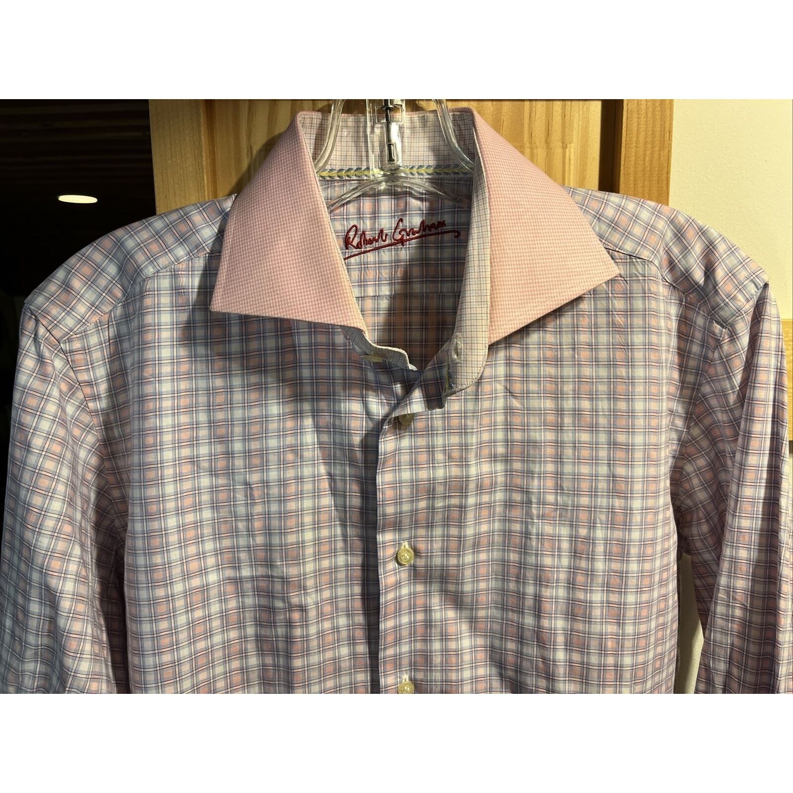 Robert Graham Robert Graham Men’s M 15.5 39 Pink Check Button Cotton Shirt Size US M / EU 48-50 / 2 - 2 Thumbnail