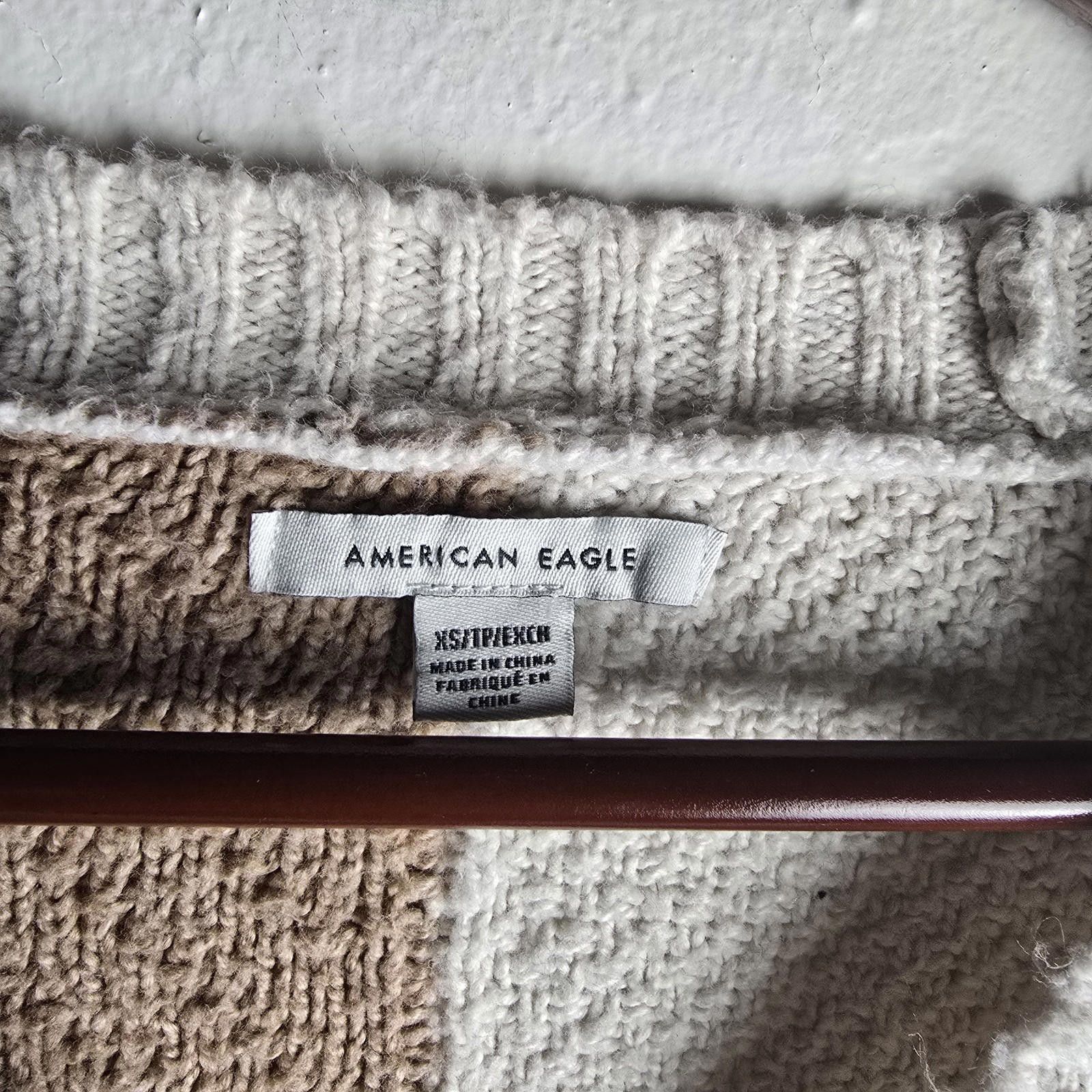 American Eagle Outfitters American Eagle Beige Cropped Patchwork Cardigan Sweater XS Size XS / US 0-2 / IT 36-38 - 7 Thumbnail